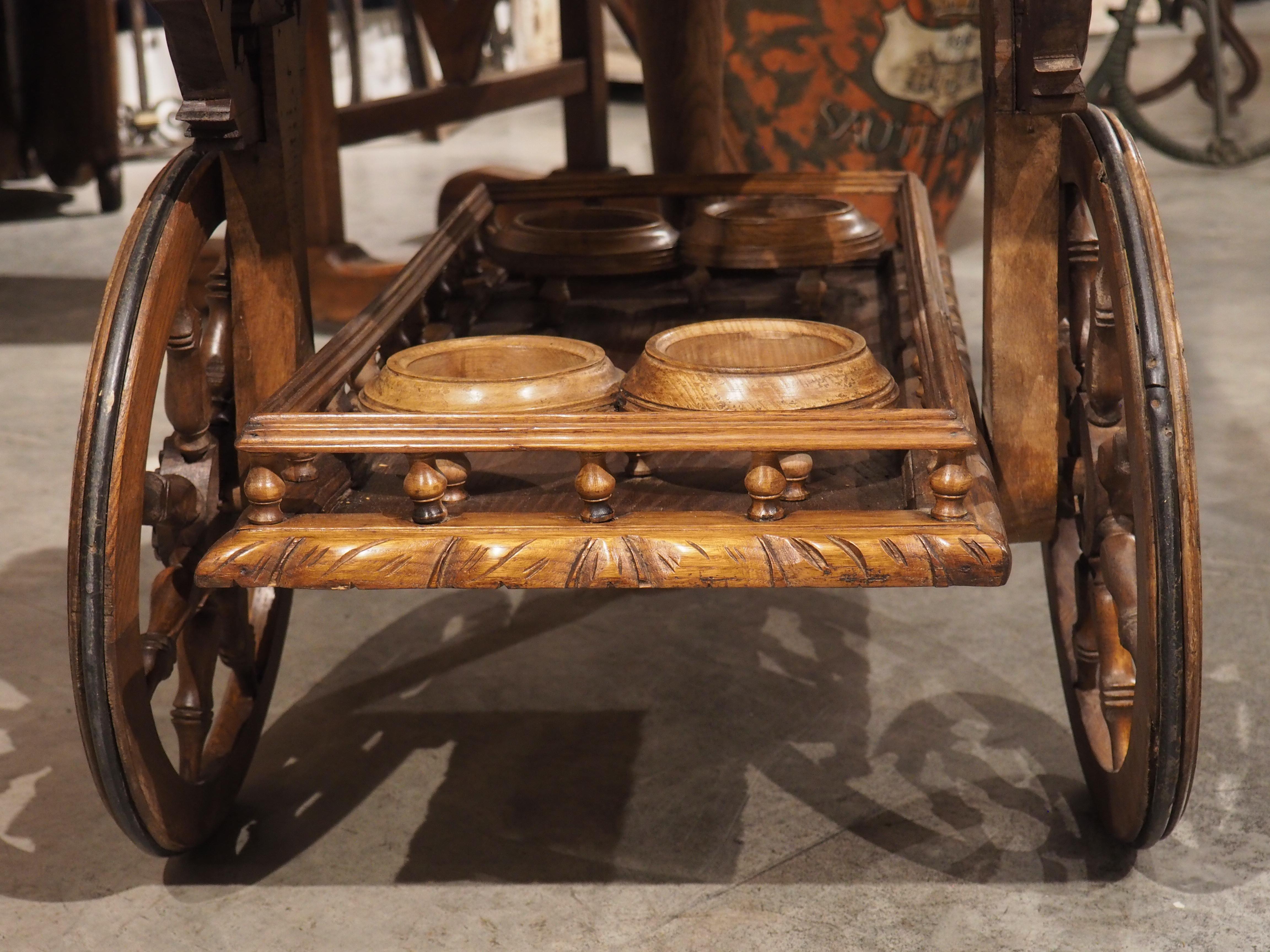 Unusual Carved Oak Bar Cart from Brittany, France, Early 1900s 11