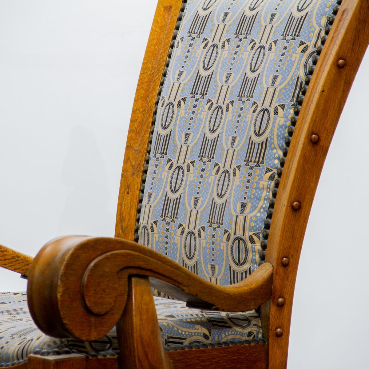 Unusual Carved Oak Danish Wing Chair 1