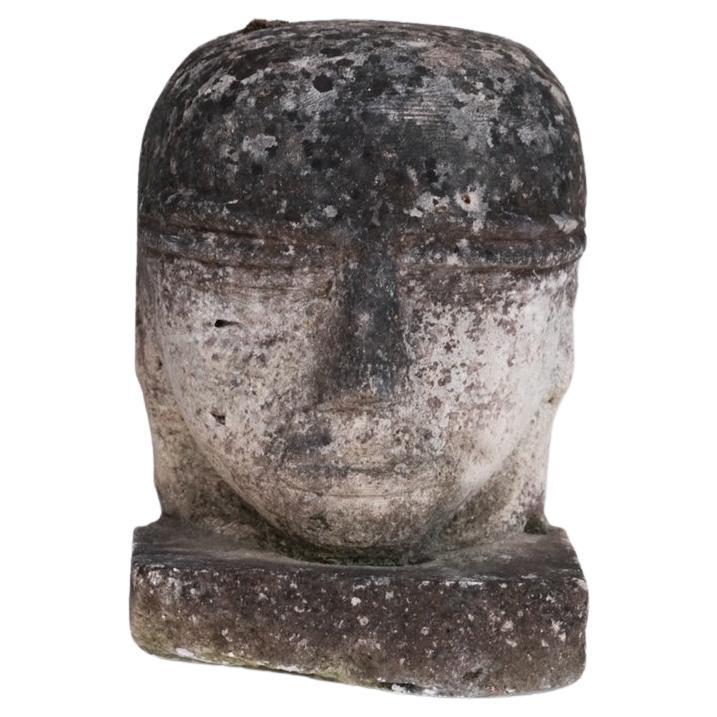 Unusual Carved Stone French Head Sculpture
