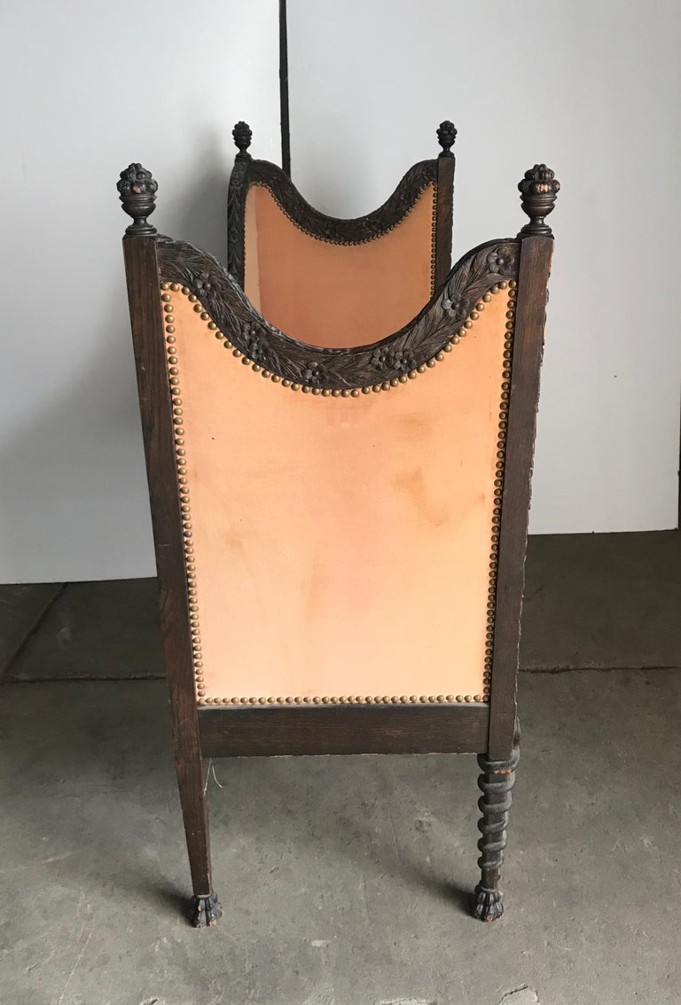 Unusual Carved Turn of the Century Settee / Loveseat For Sale at