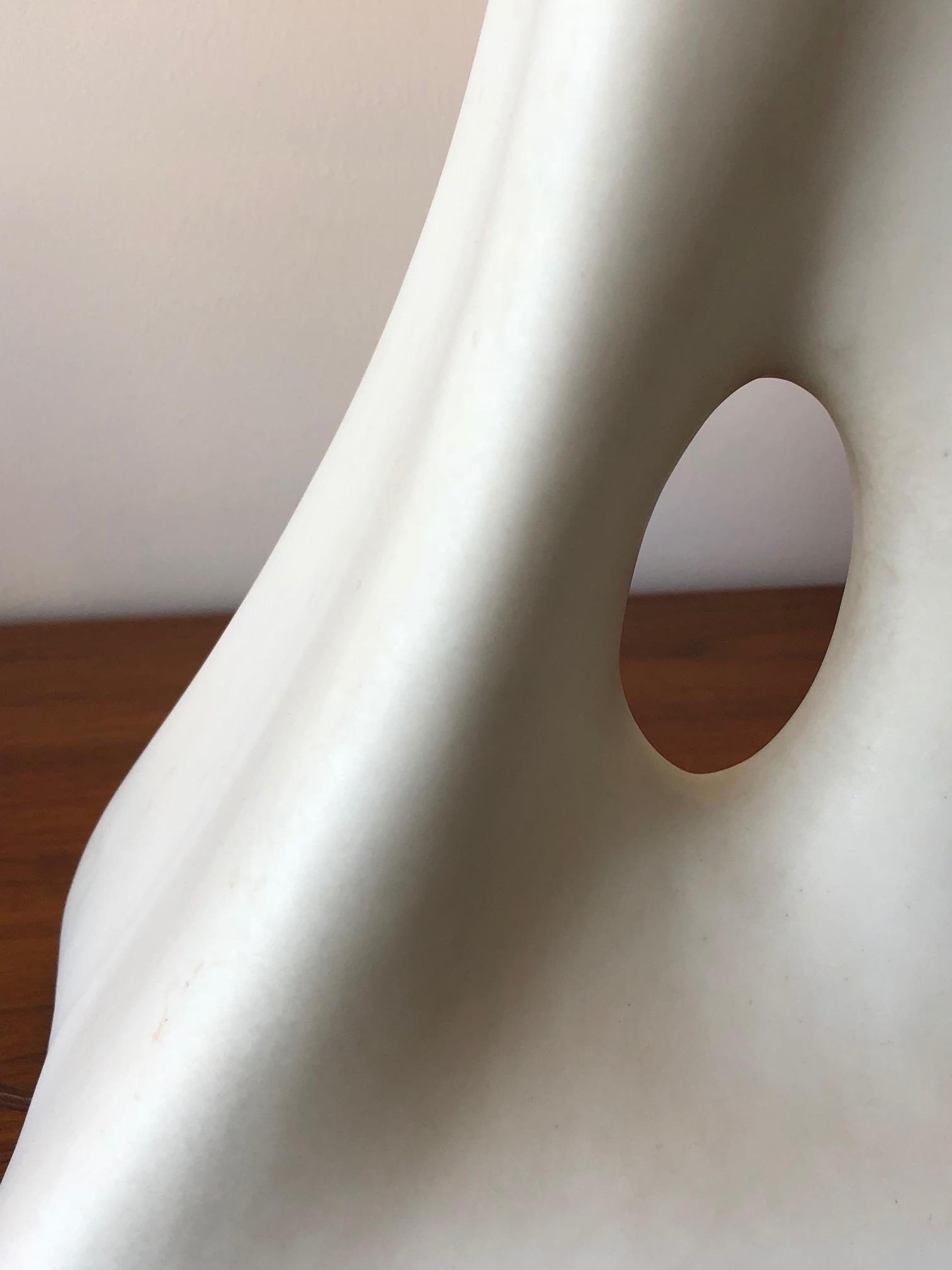 Unusual Ceramic Biomorphic Lamp With Original Shade For Sale 1