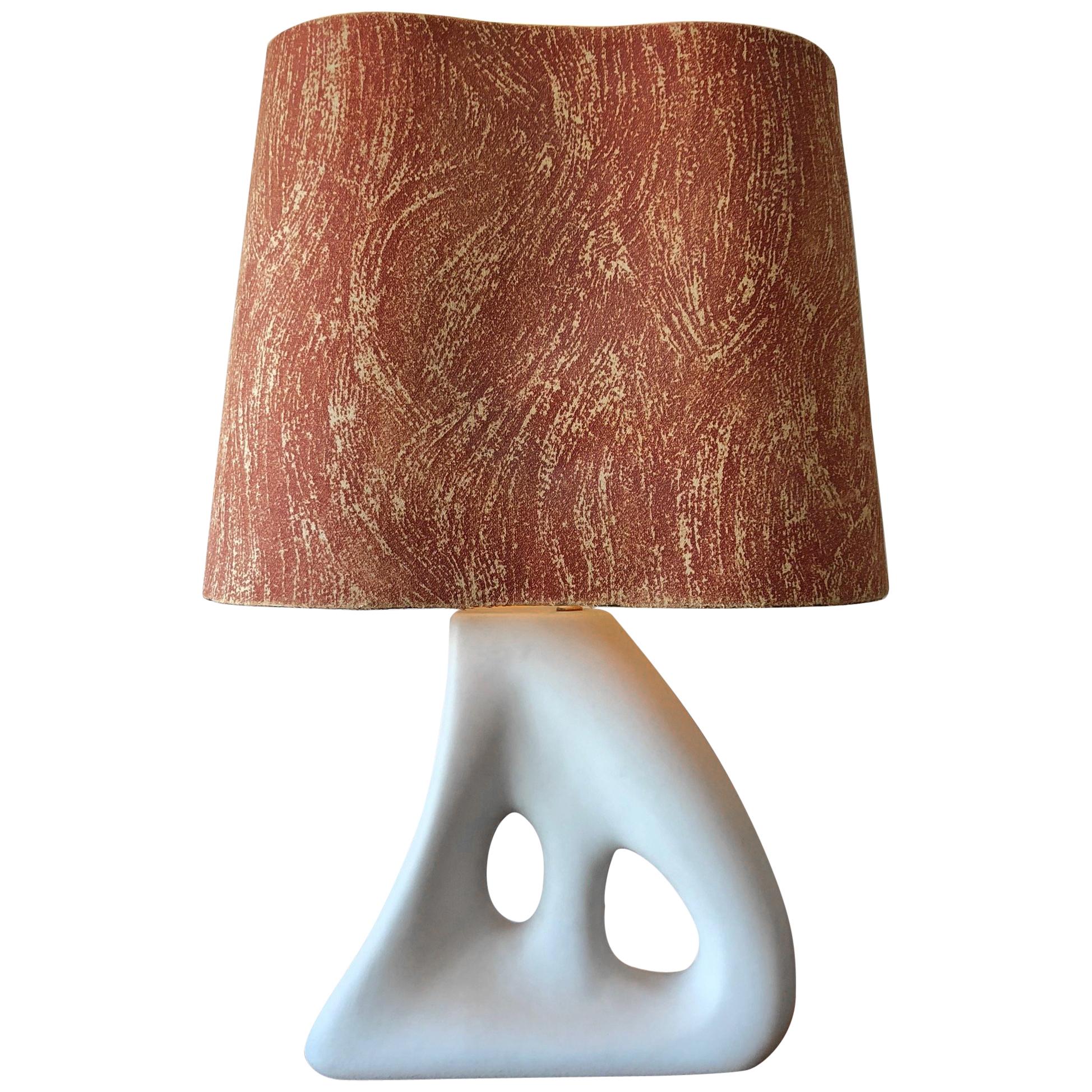 Unusual Ceramic Biomorphic Lamp With Original Shade For Sale