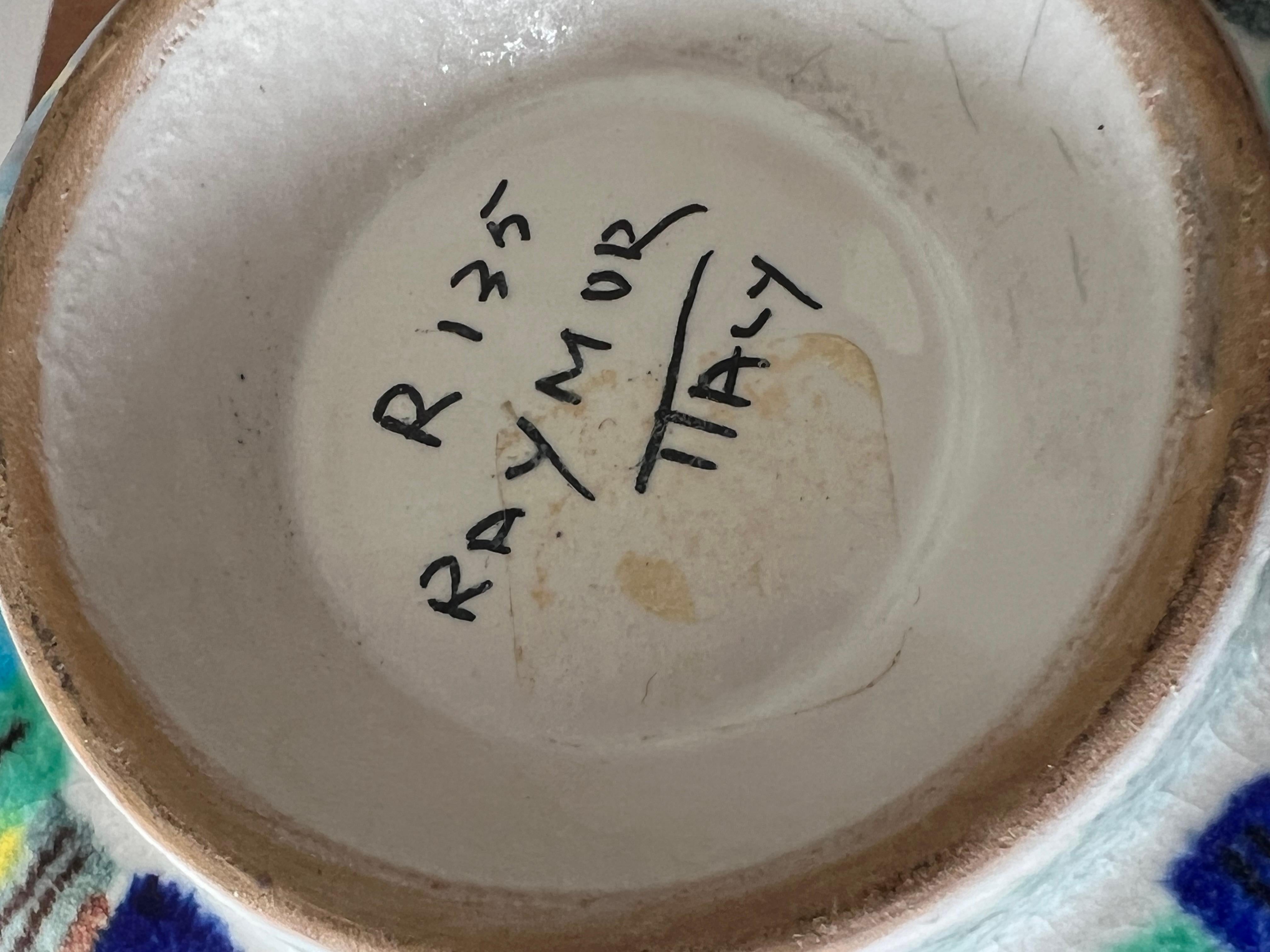 Unusual Ceramic Bowl With Stripes By Alvino Bagni For Raymor Ca' 1960's For Sale 2