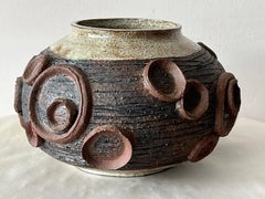 Unusual Ceramic Studio Vase By Elinor Jensen ca' 1960's Raku Heavy-