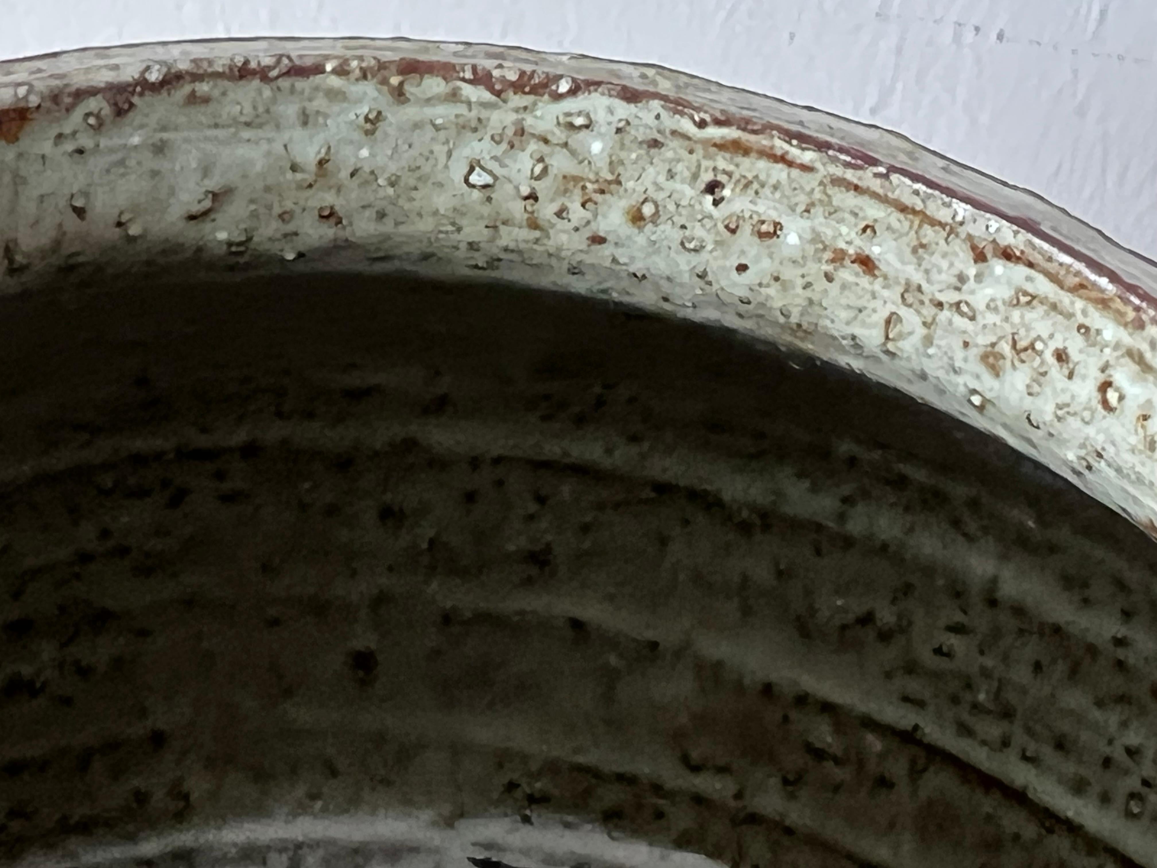 American Unusual Ceramic Studio Vase By Elinor Jensen ca' 1960's Raku Heavy- For Sale
