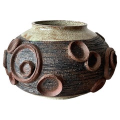 Unusual Ceramic Studio Vase By Elinor Jensen ca' 1960's Raku Heavy-