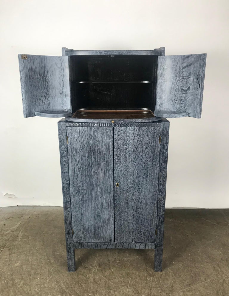 Unusual Cerused Oak Art Deco Modernist Gentleman Bar Tobacco