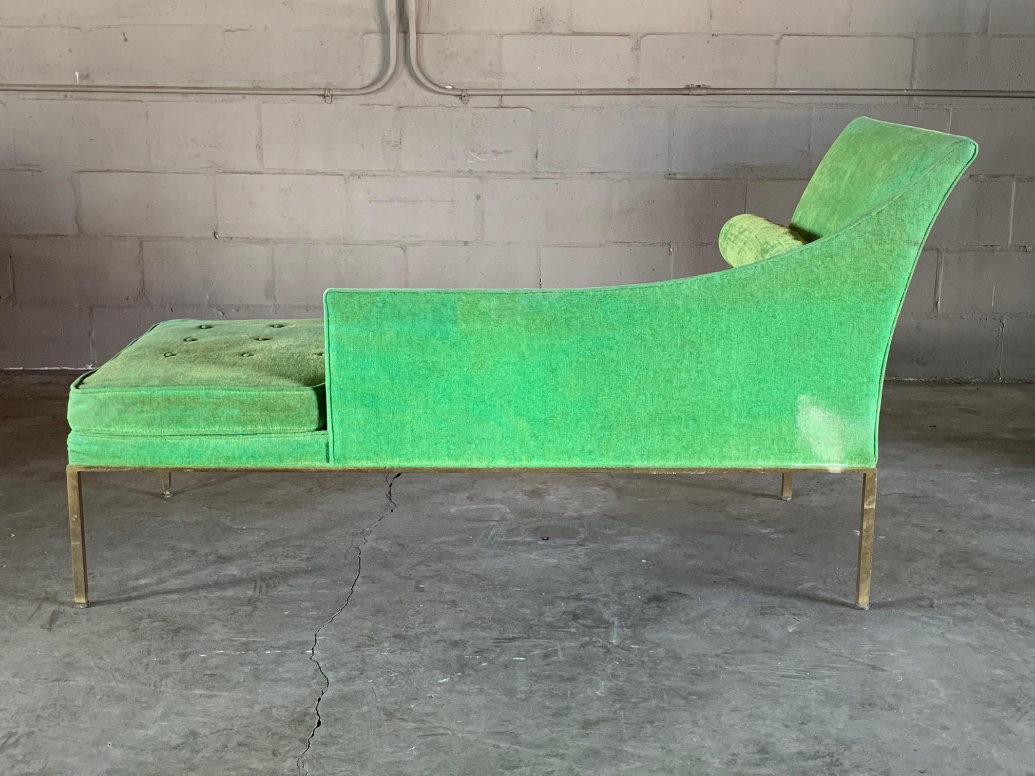 An Elegant Harvey Probber Chaise with Brass Frame  5
