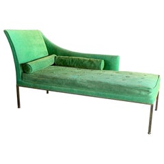 An Elegant Harvey Probber Chaise with Brass Frame 