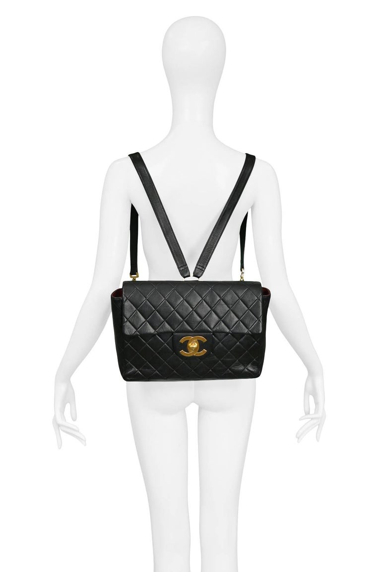 Unusual Chanel Large Rectangular Black Leather Quilted ...
