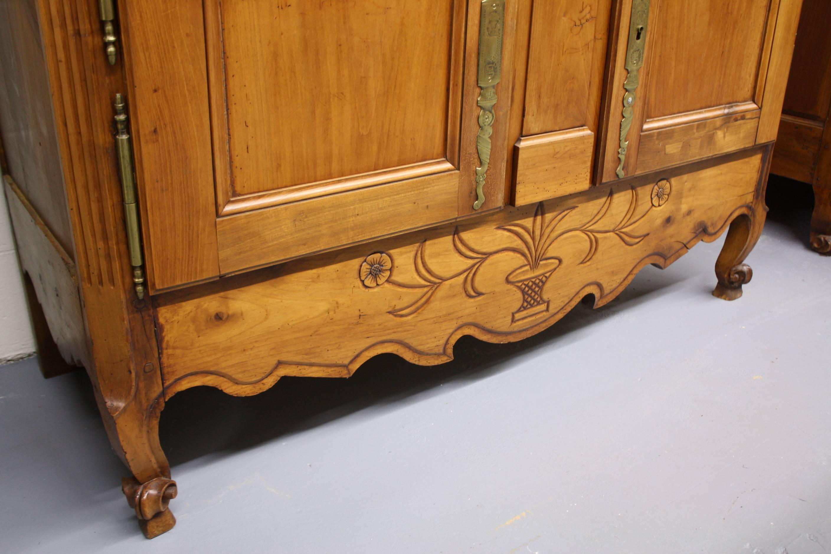 French Country Cherry Cupboard or Armoire with Four Doors and Shelf 3