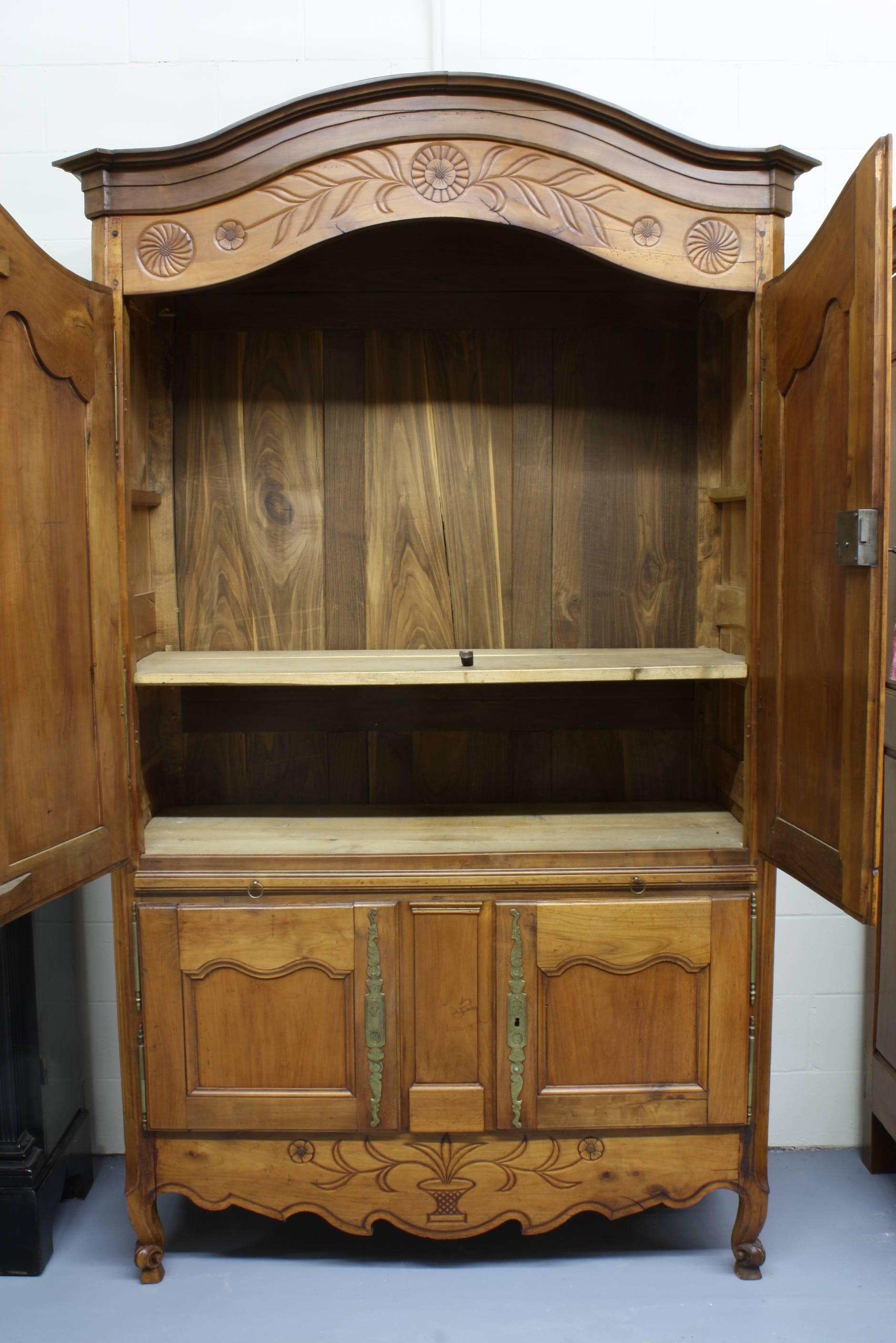 French Country Cherry Cupboard or Armoire with Four Doors and Shelf 5