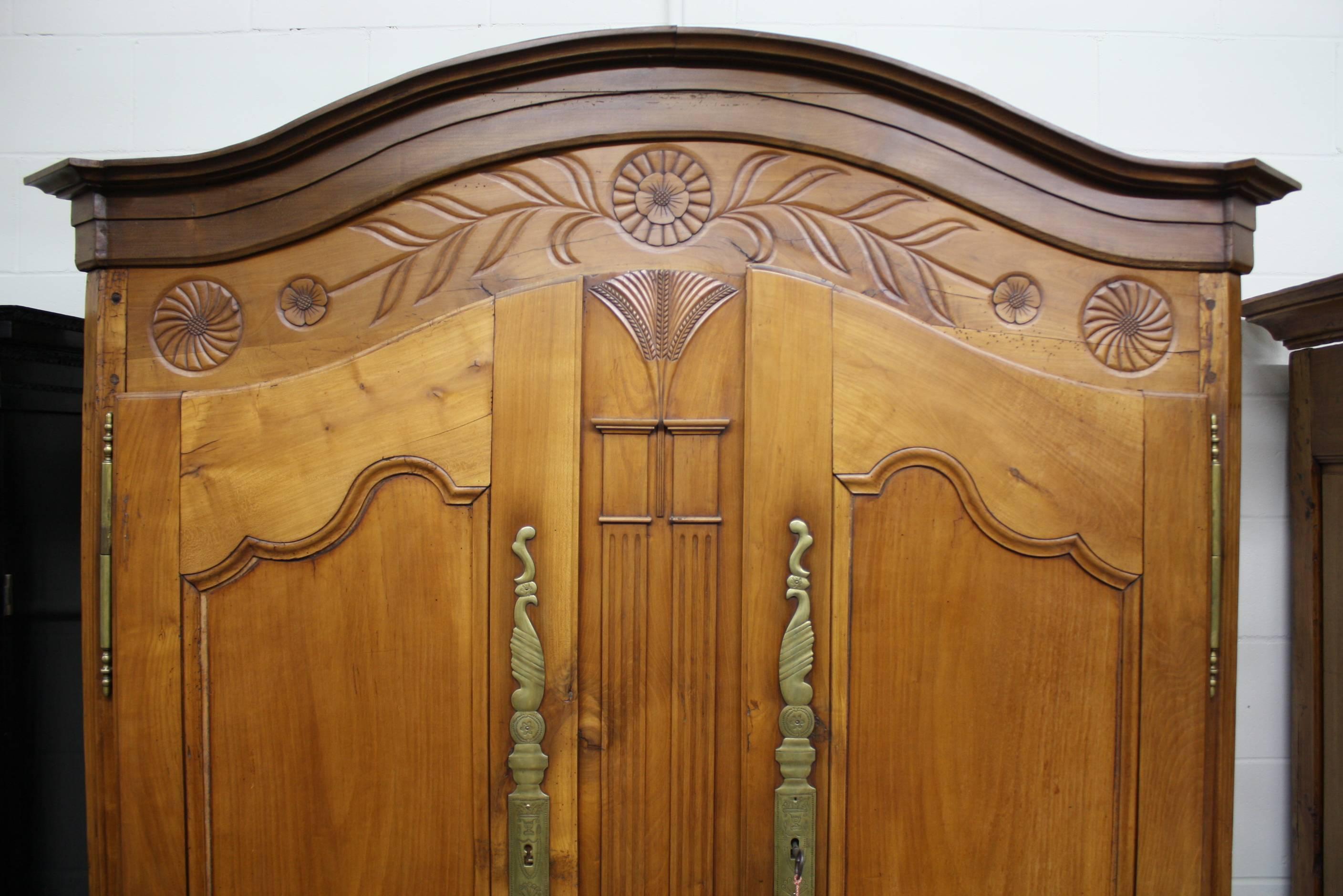 Joinery French Country Cherry Cupboard or Armoire with Four Doors and Shelf