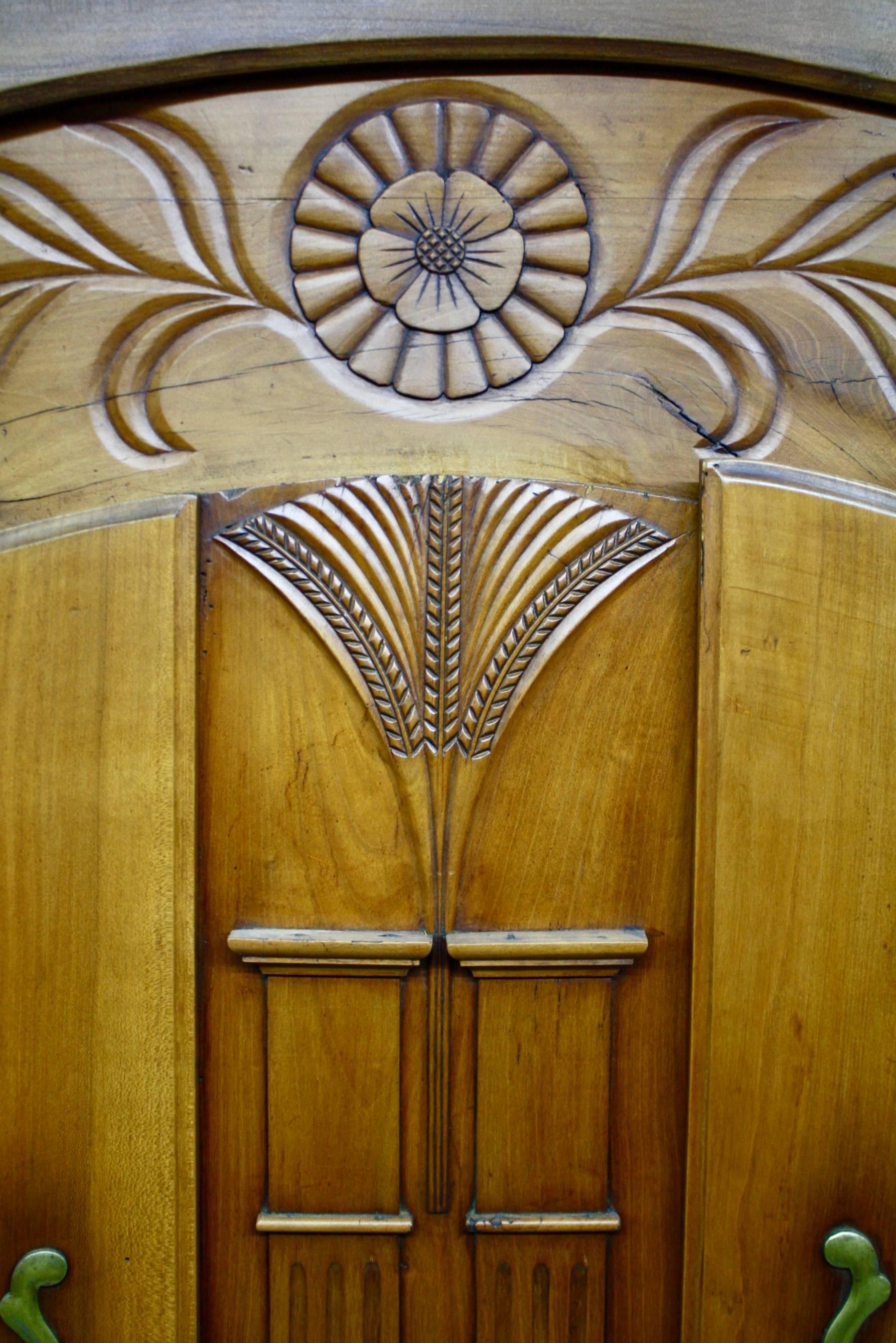 French Country Cherry Cupboard or Armoire with Four Doors and Shelf 1