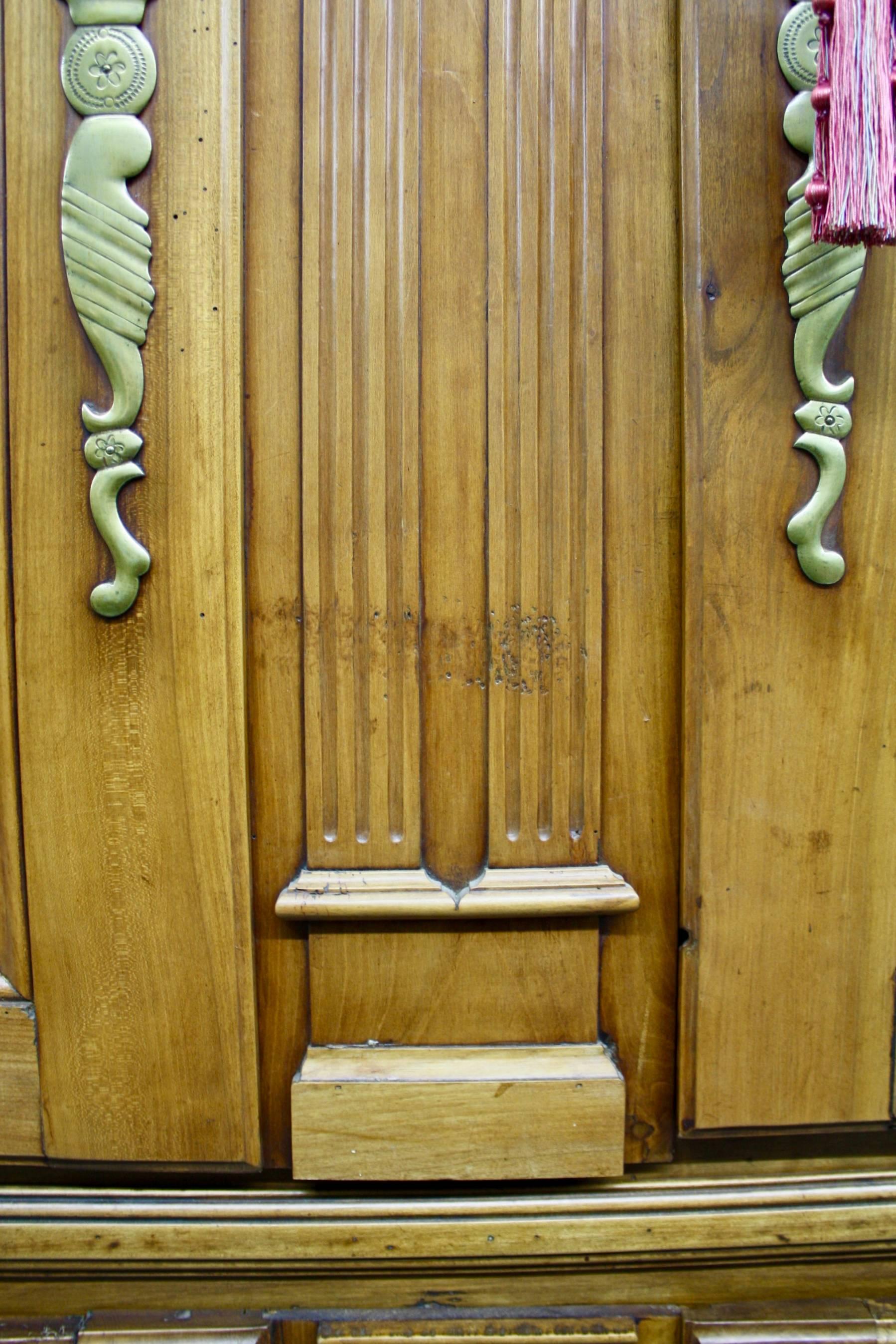 French Country Cherry Cupboard or Armoire with Four Doors and Shelf 2