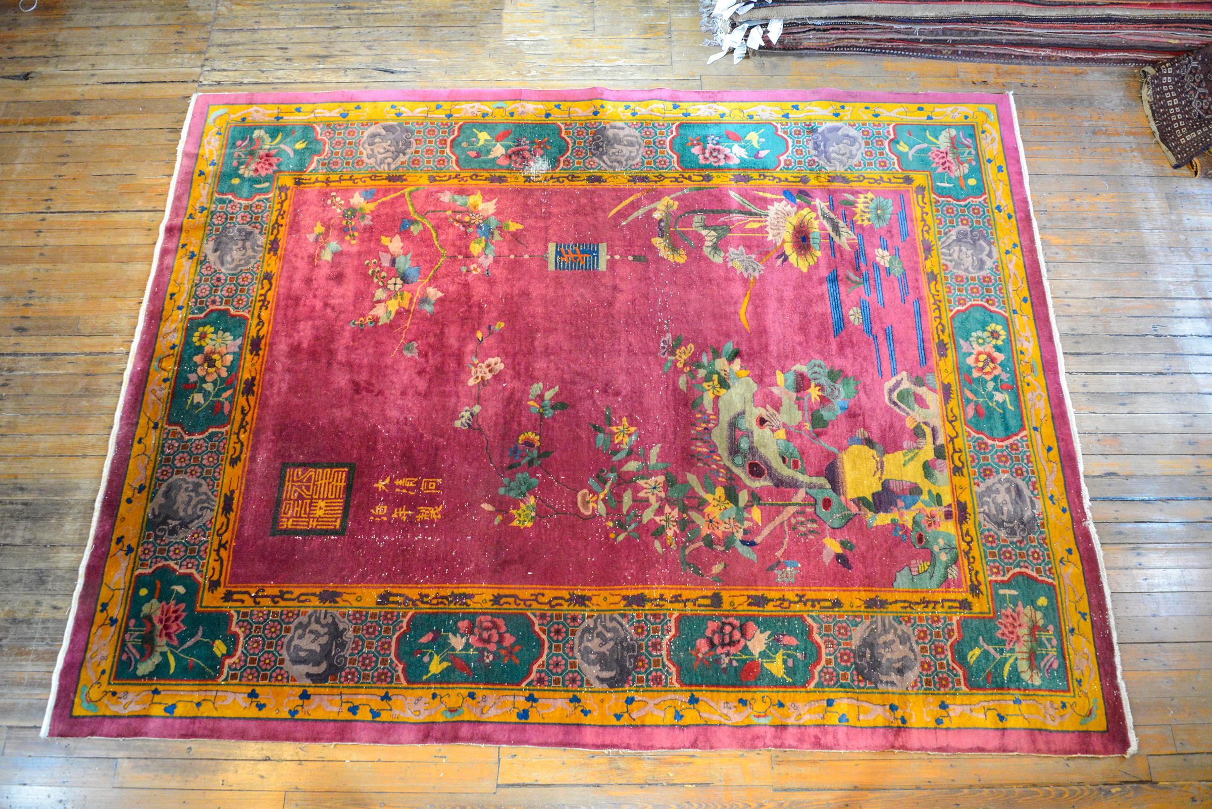 Unusual Chinese Art Deco Rug For Sale 5