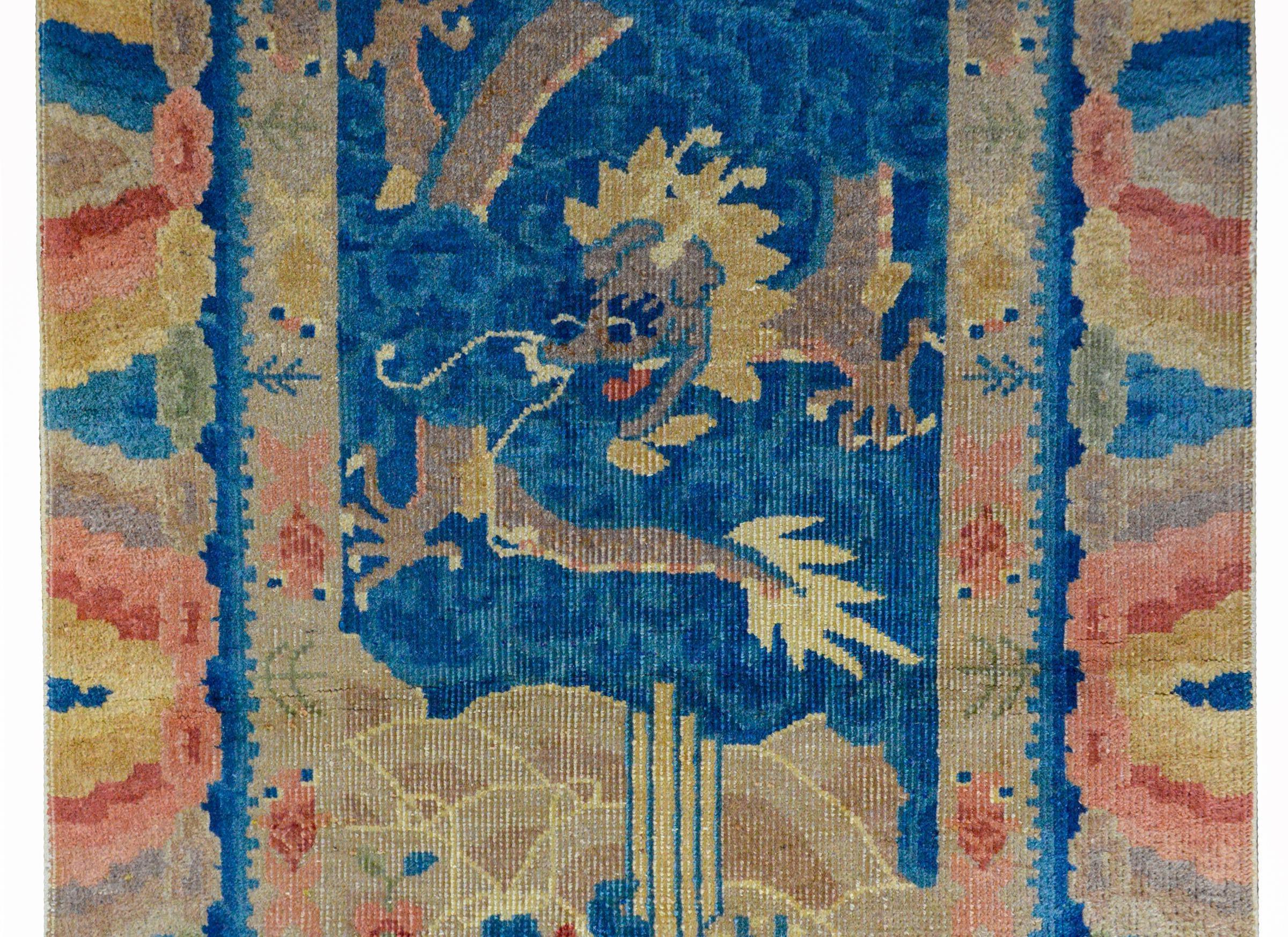 Hand-Knotted Unusual Chinese Art Deco Rug For Sale