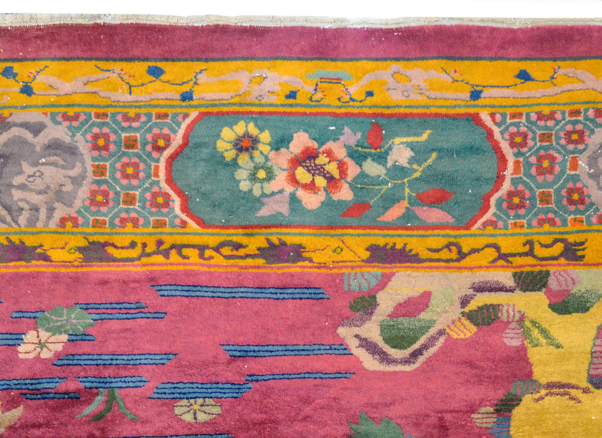 Ungewöhnlicher chinesischer Art-Déco-Teppich (Handgeknüpft) im Angebot