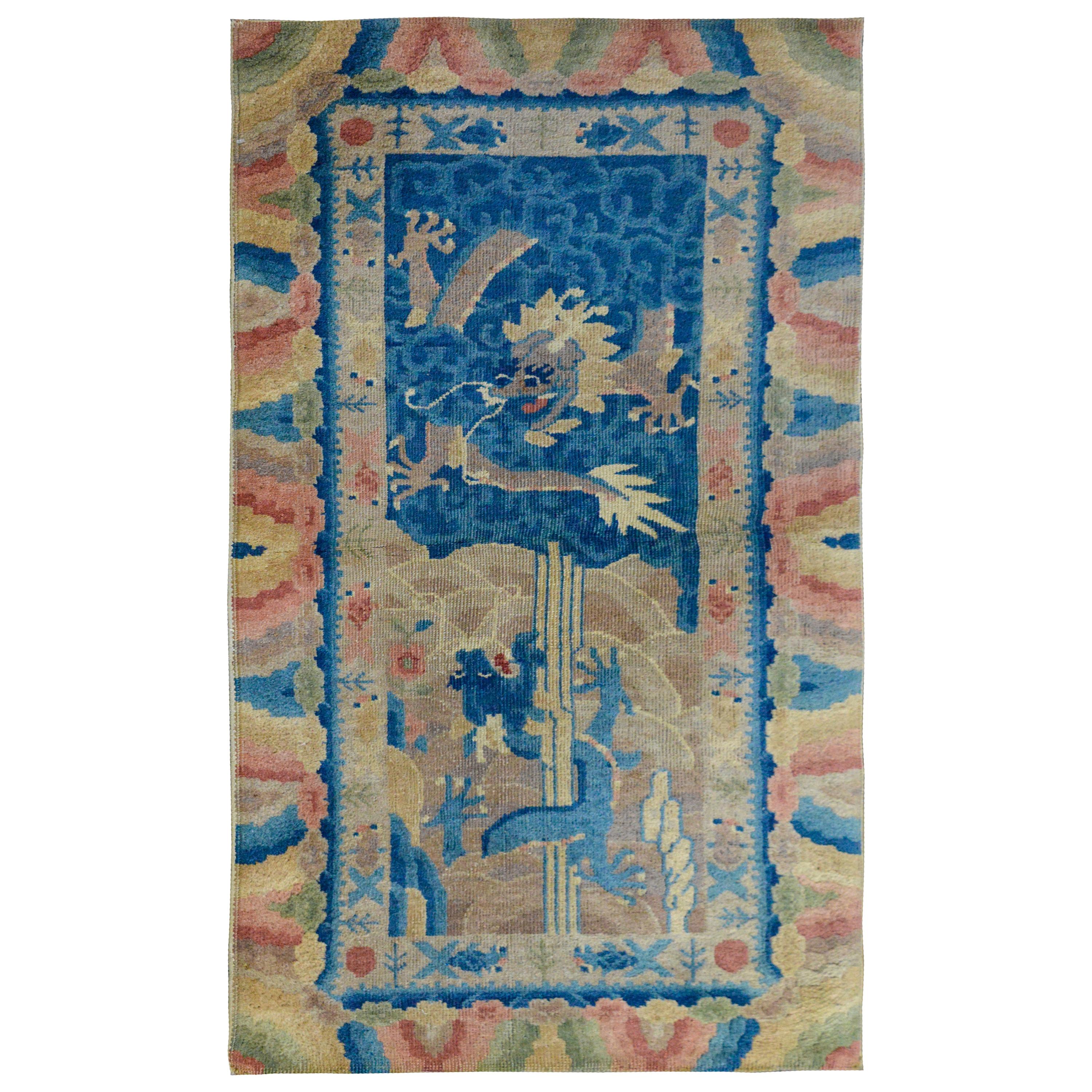 Tapis Art Déco chinois inhabituel