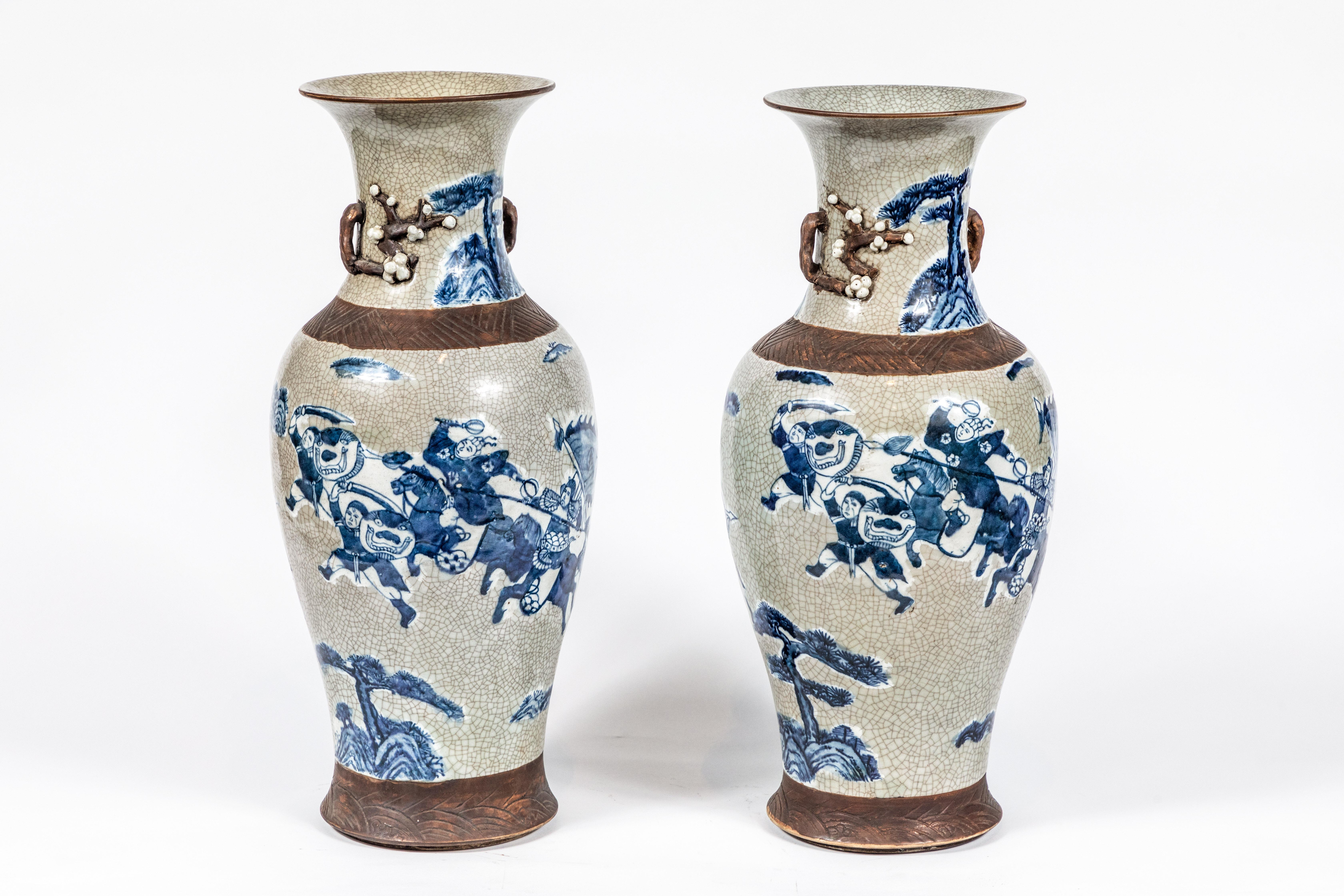 Glazed Unusual, Chinese, Gray-and-Blue Urns For Sale