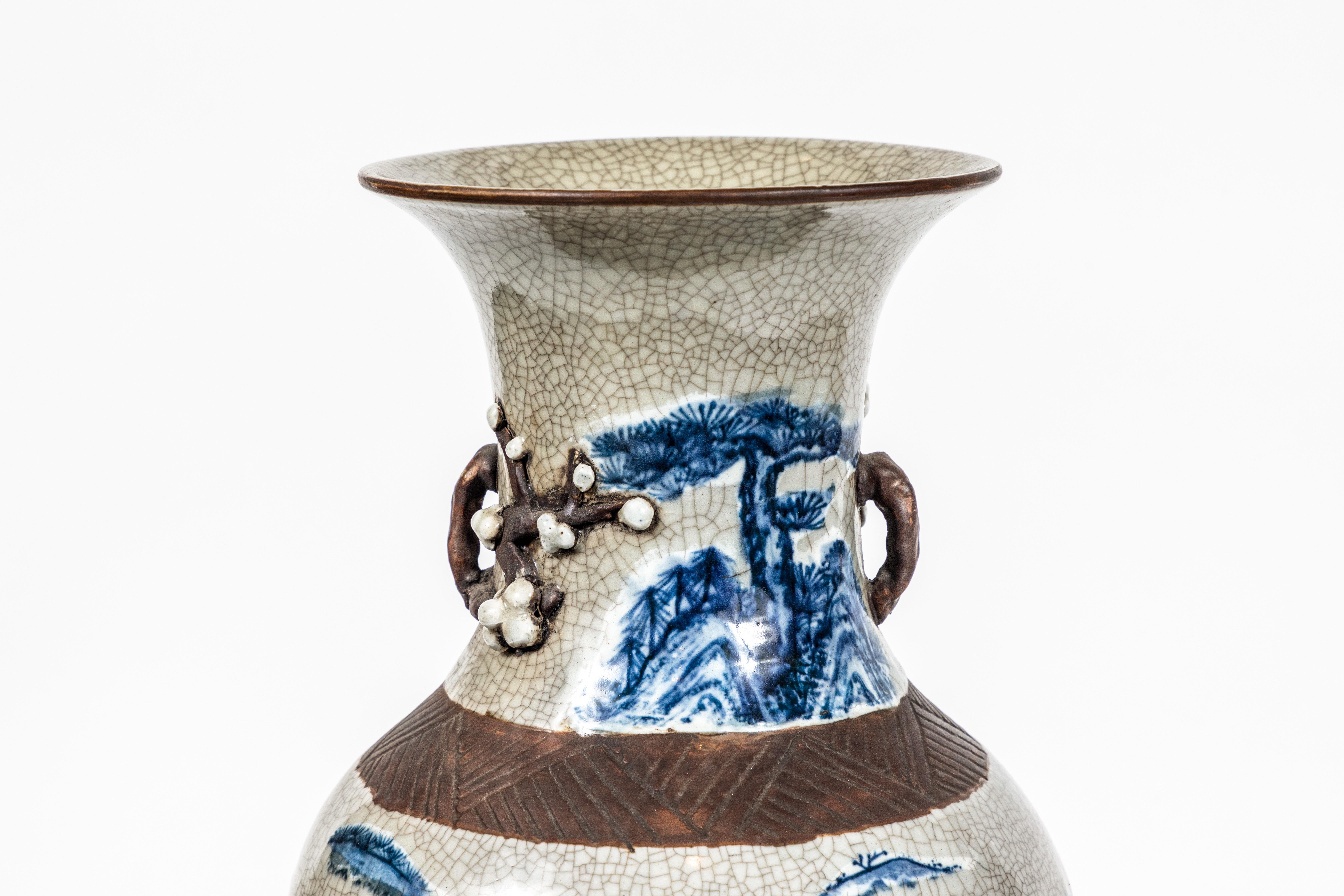 Mid-20th Century Unusual, Chinese, Gray-and-Blue Urns For Sale
