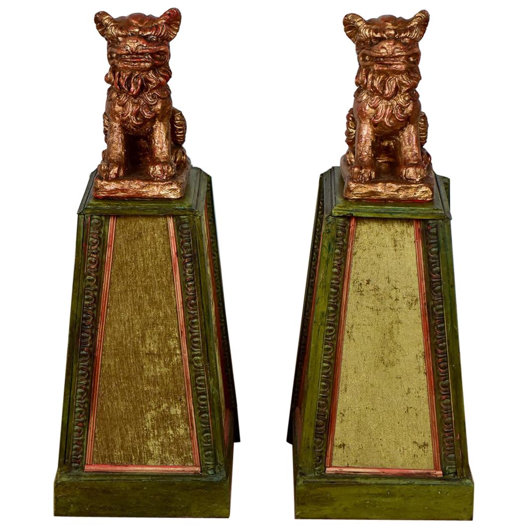 Unusual Chinese Guardian Lions or Foo Dogs, 20th Century For Sale