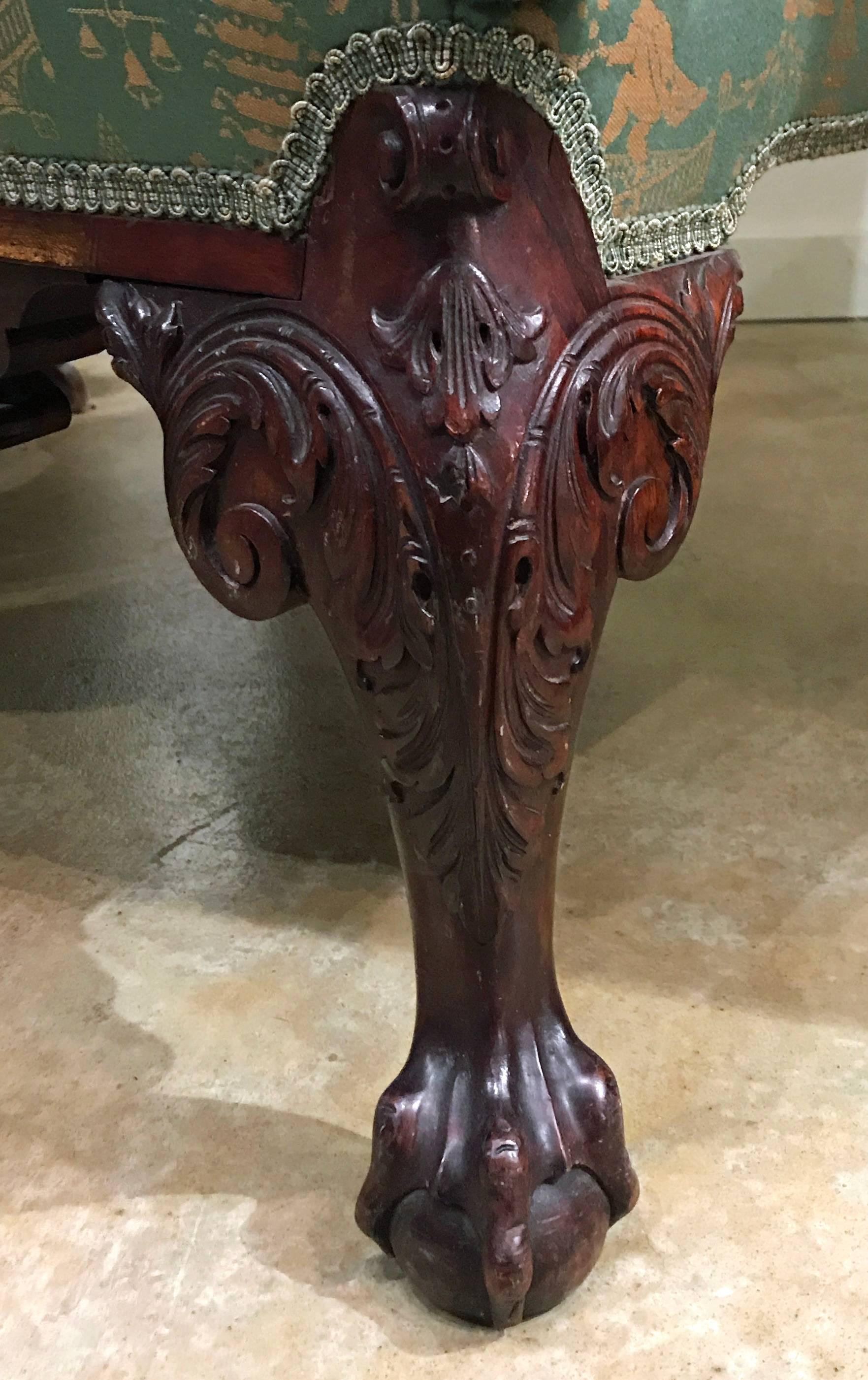 Unusual Chippendale Style Mahogany Wingback Chair, Possibly Philadelphia In Excellent Condition In Sheffield, MA