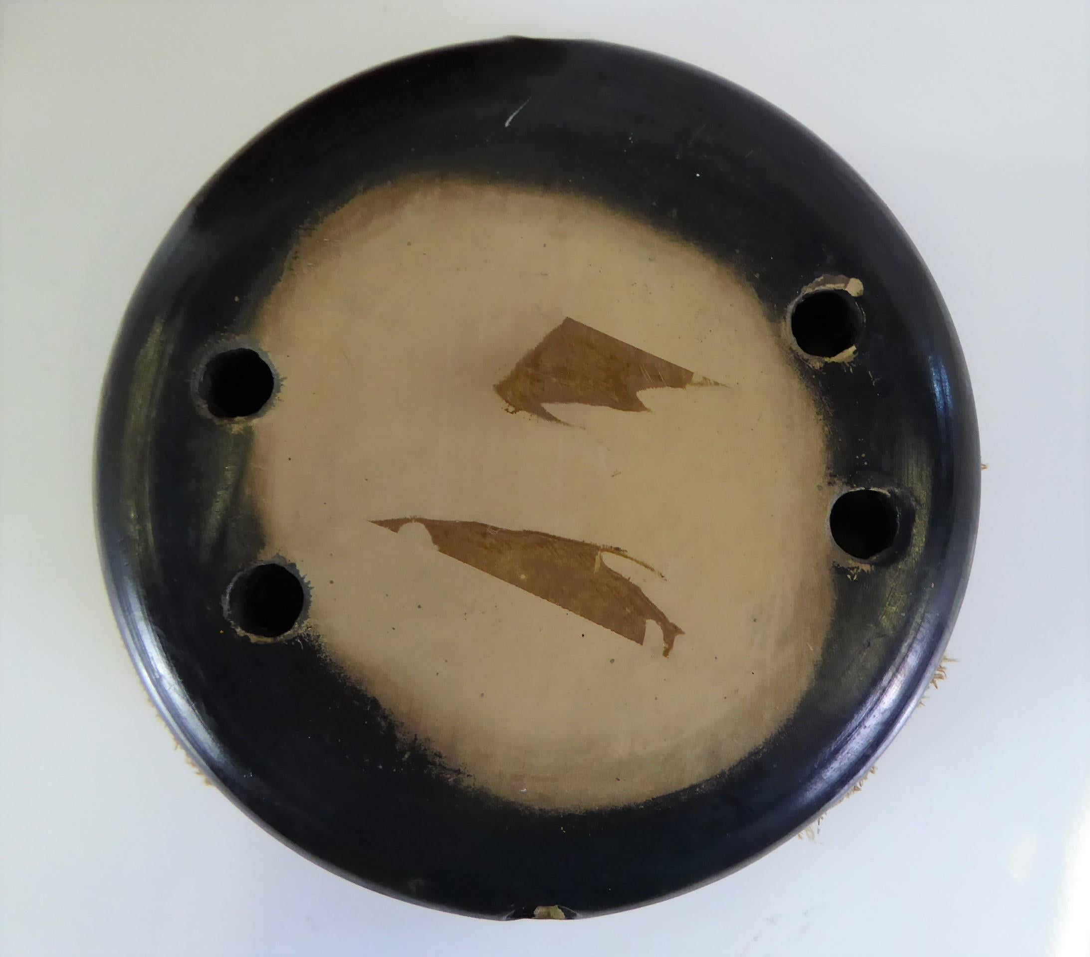 Unusual Cinnabar Colored Earthenware Hibachi w. Cover and Ying Yang Symbol Japan 2