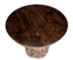 Unusual Circular Occasional Table with Burr Root Base