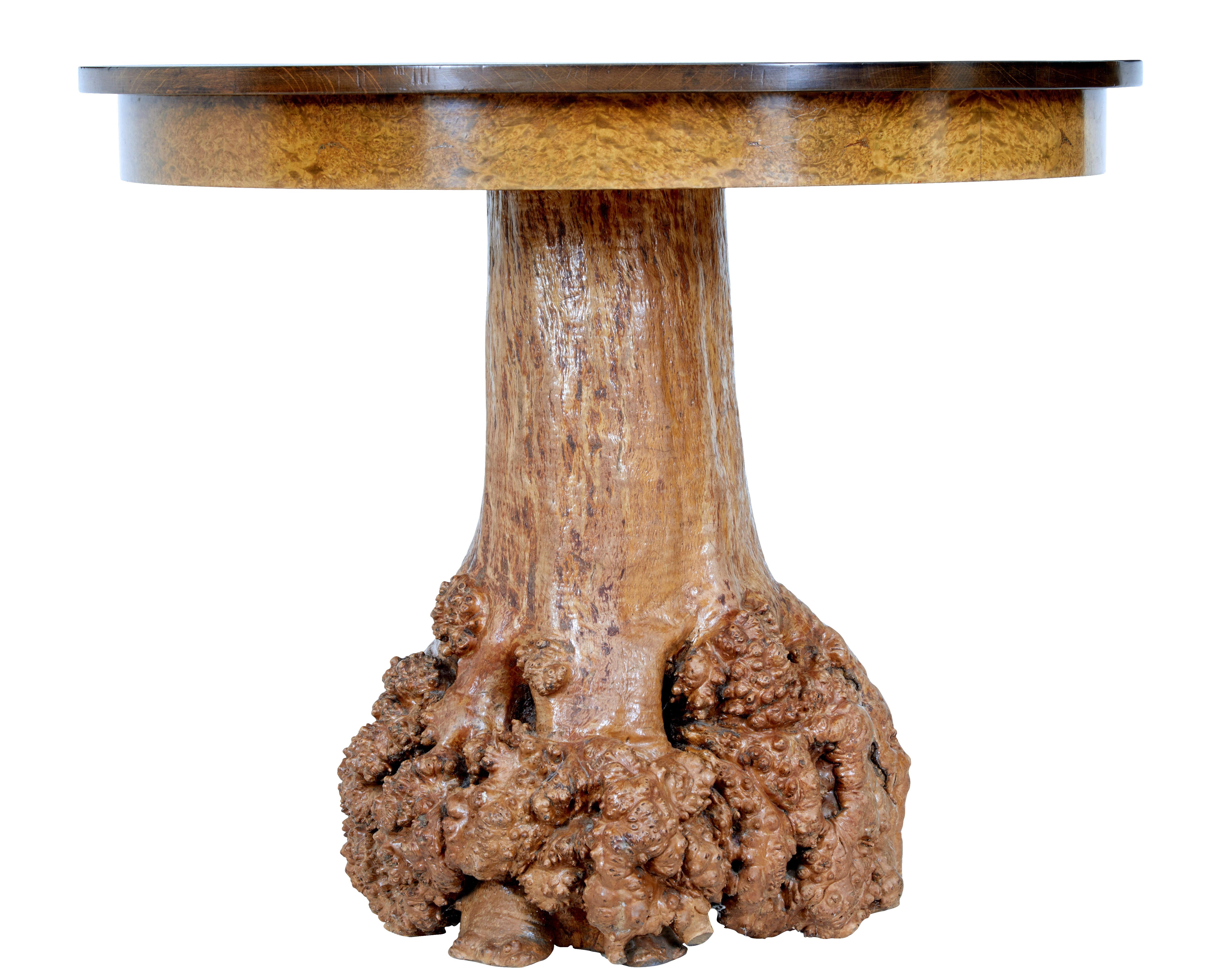 Unusual Circular Occasional Table with Burr Root Base In Good Condition In Debenham, Suffolk
