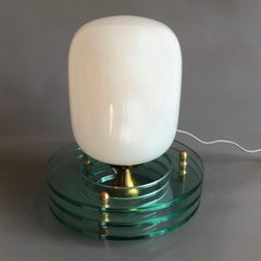 Unusual Cocoon Opaline Glass Table Lamp, Italy, 1970s