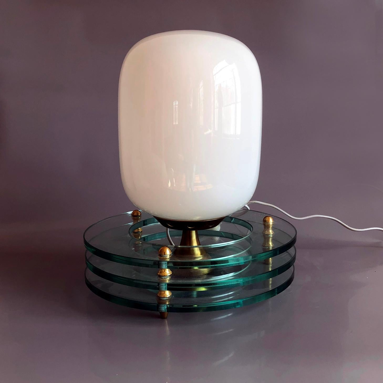 Space Age Unusual Cocoon Opaline Glass Table Lamp, Italy, 1970s For Sale
