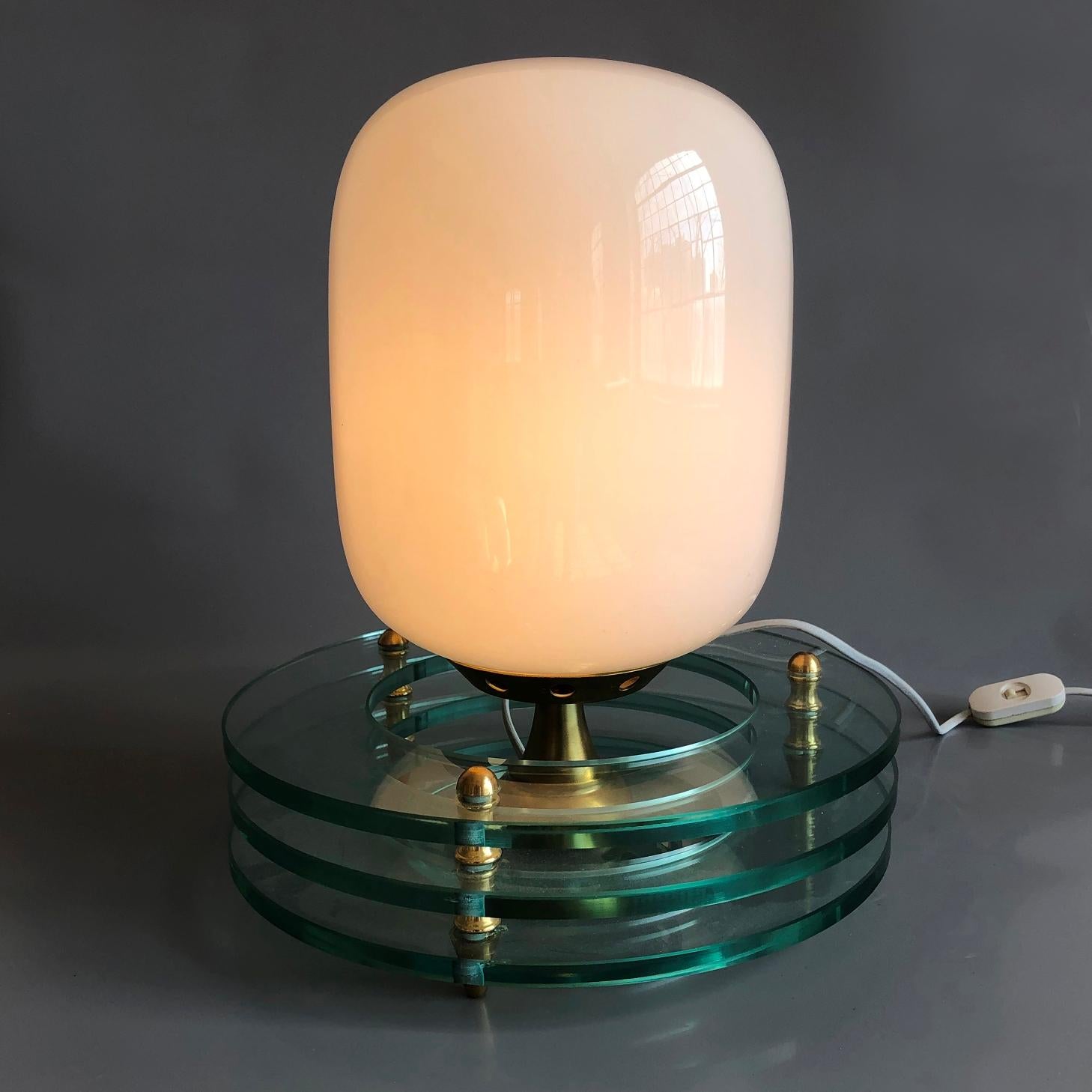 Italian Unusual Cocoon Opaline Glass Table Lamp, Italy, 1970s For Sale