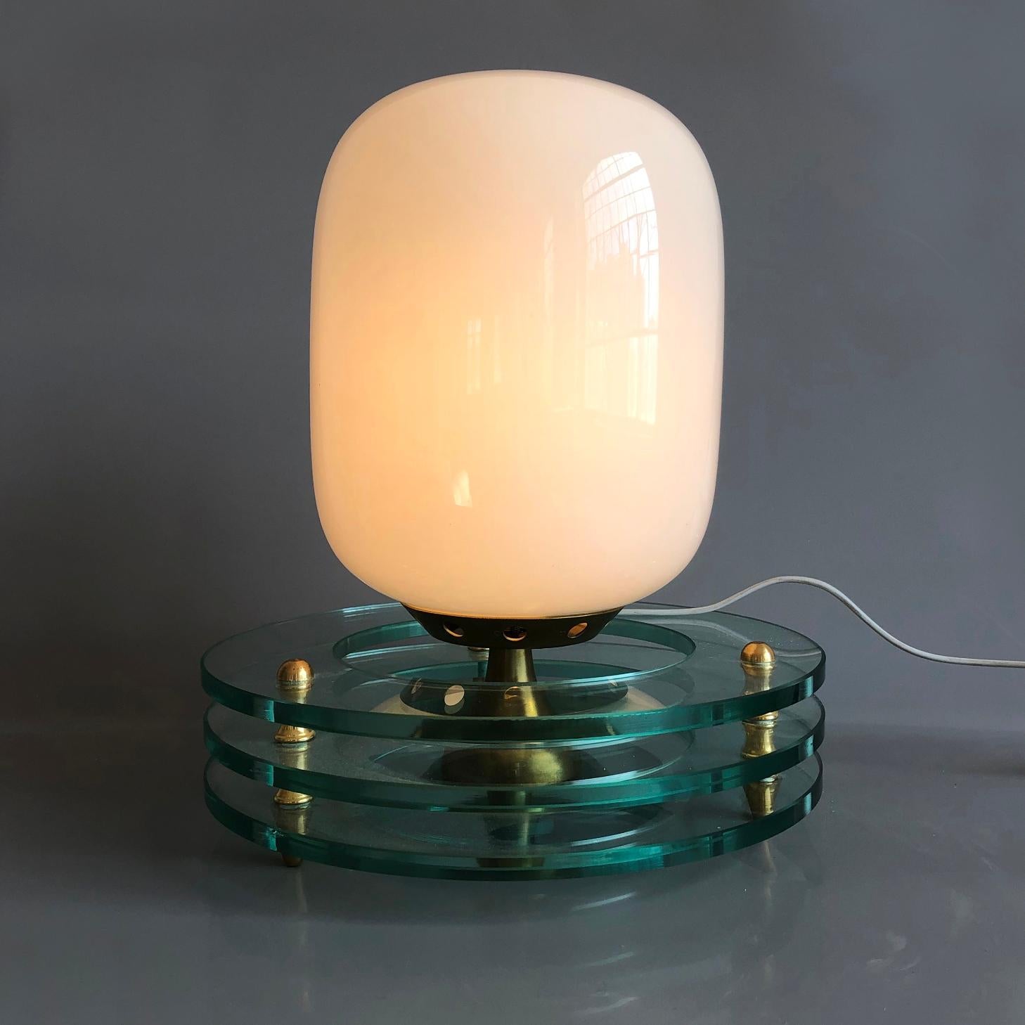 Late 20th Century Unusual Cocoon Opaline Glass Table Lamp, Italy, 1970s For Sale