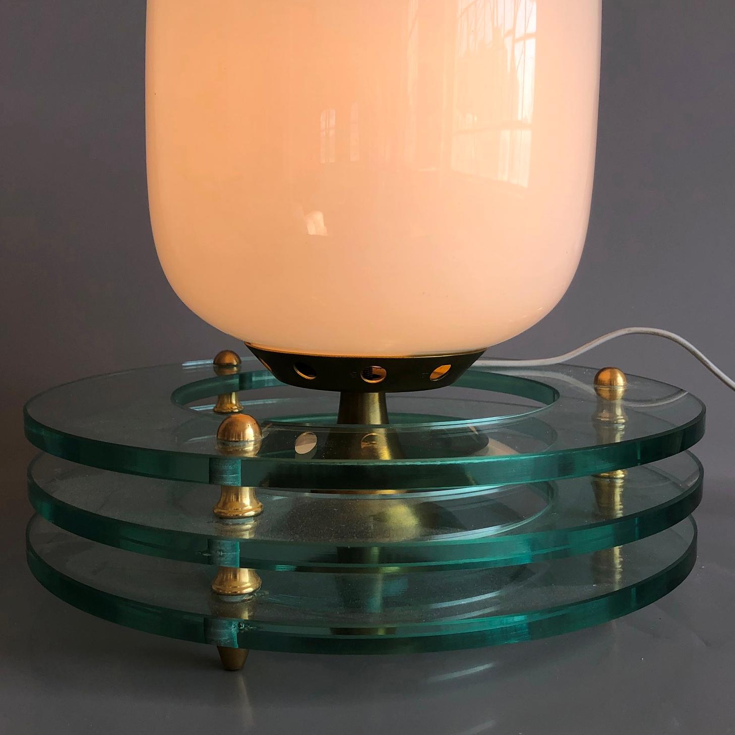 Unusual Cocoon Opaline Glass Table Lamp, Italy, 1970s For Sale 1