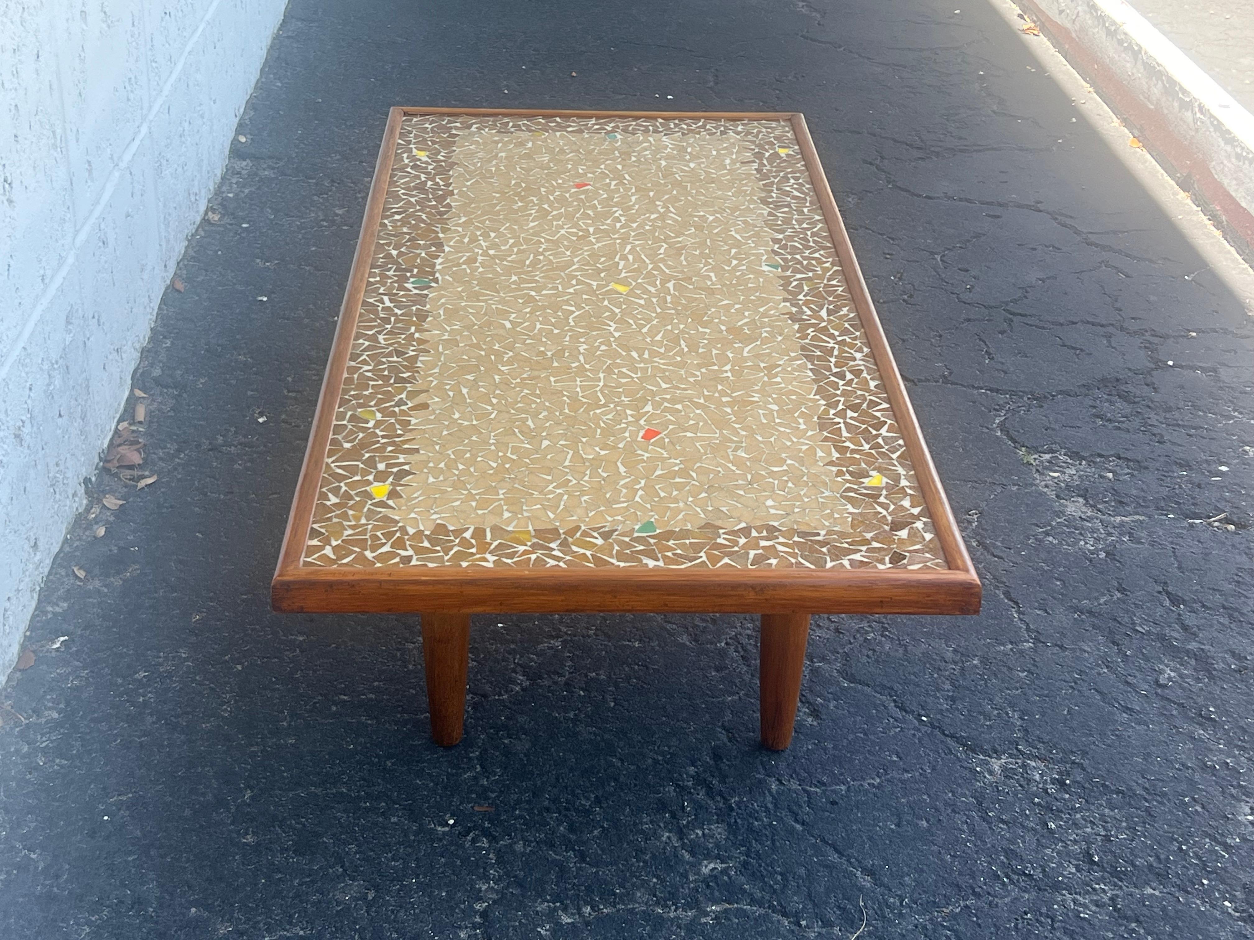 Unusual Coffee Table Ca' 1950's With A Mosaic Tile Top For Sale 3