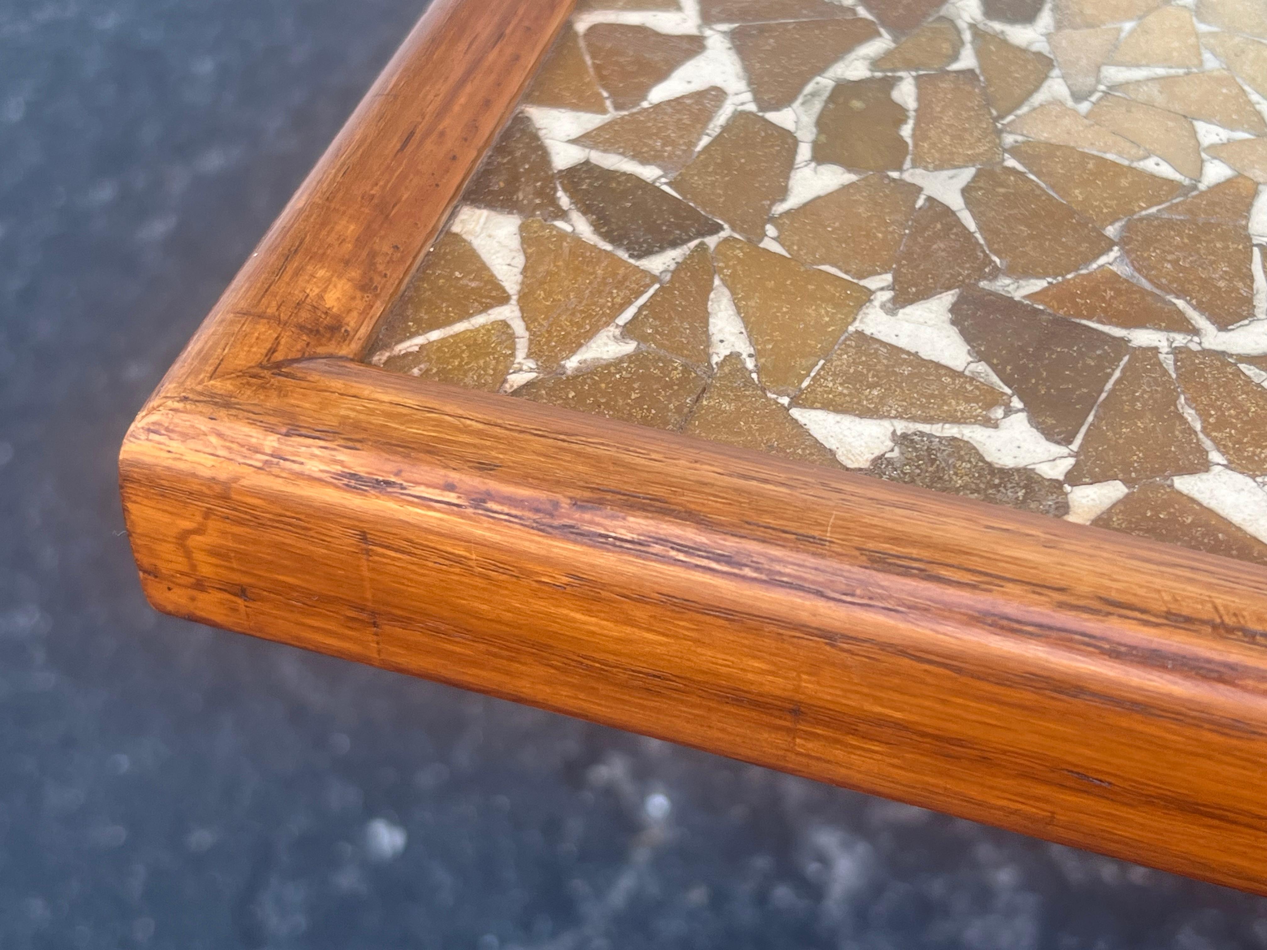 American Unusual Coffee Table Ca' 1950's With A Mosaic Tile Top For Sale