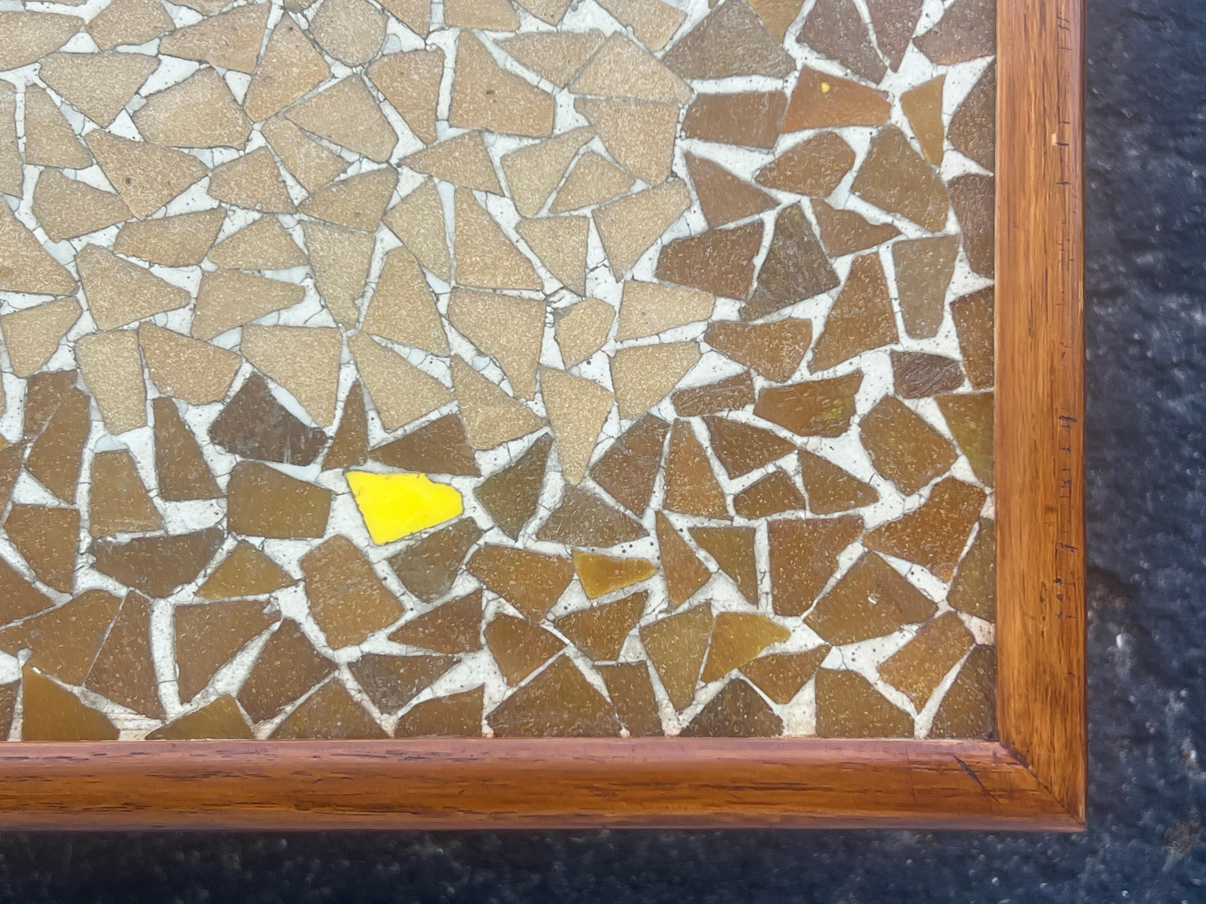 Mid-20th Century Unusual Coffee Table Ca' 1950's With A Mosaic Tile Top For Sale