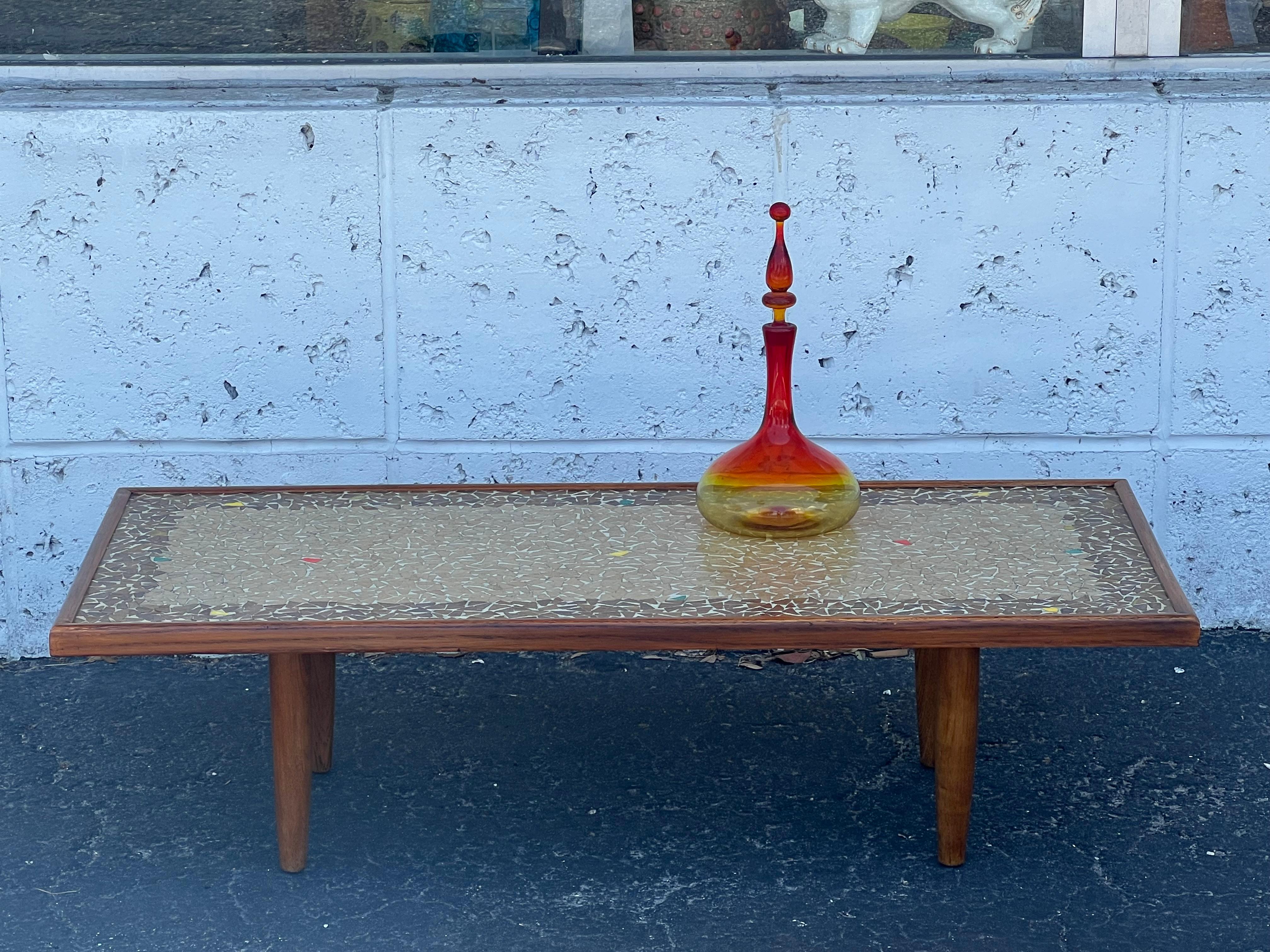 Ceramic Unusual Coffee Table Ca' 1950's With A Mosaic Tile Top For Sale