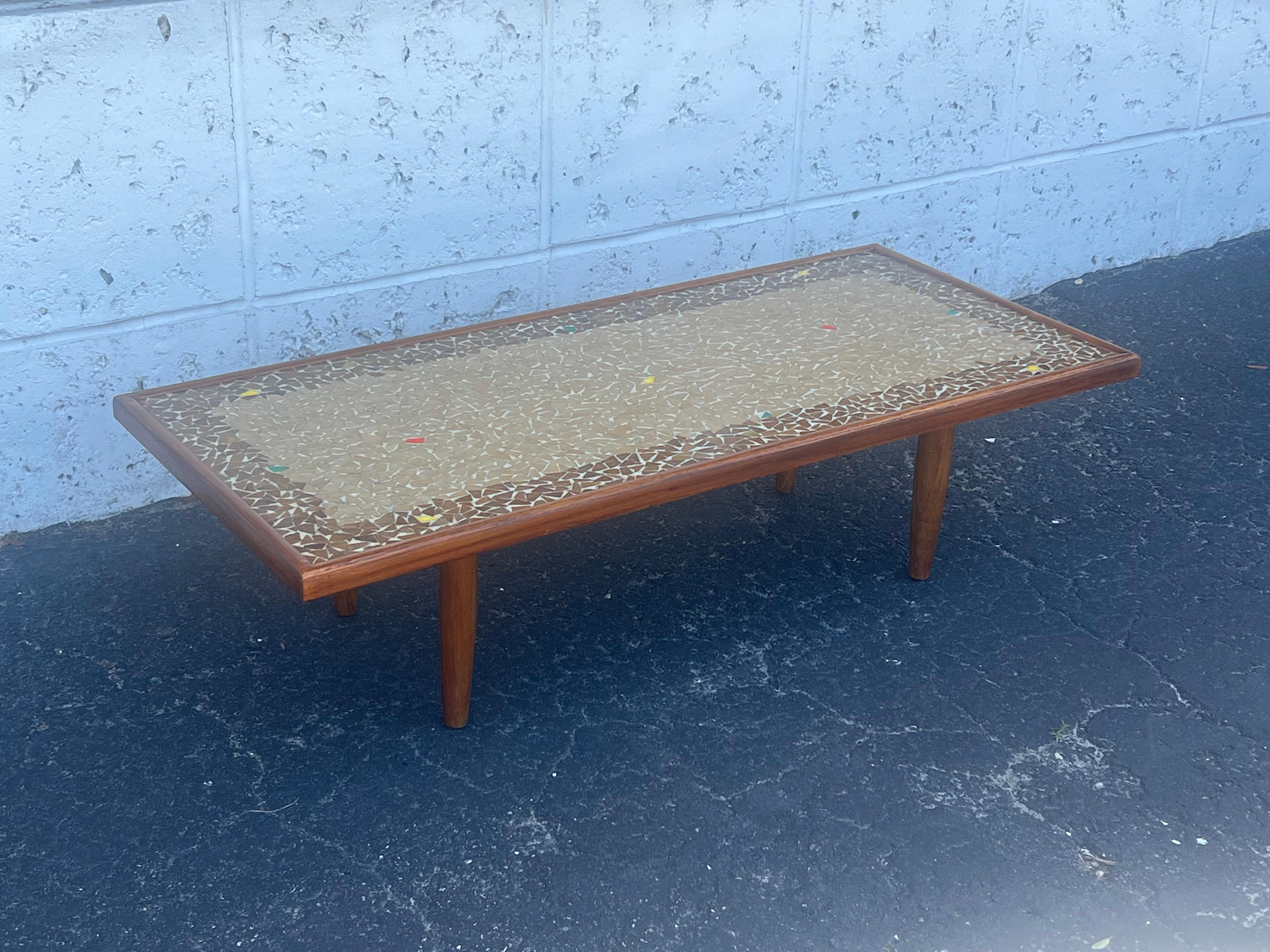 Unusual Coffee Table Ca' 1950's With A Mosaic Tile Top For Sale 2
