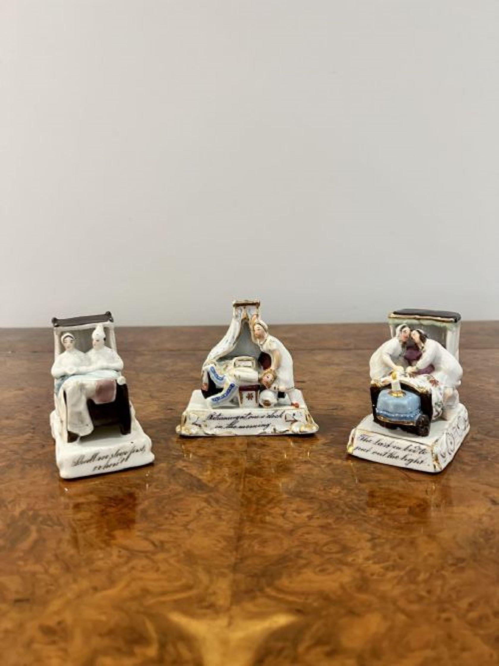 19th Century Unusual collection of three antique porcelain fairings  For Sale