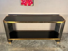 Brass And Black Glass Console Ron Seff, 1970's