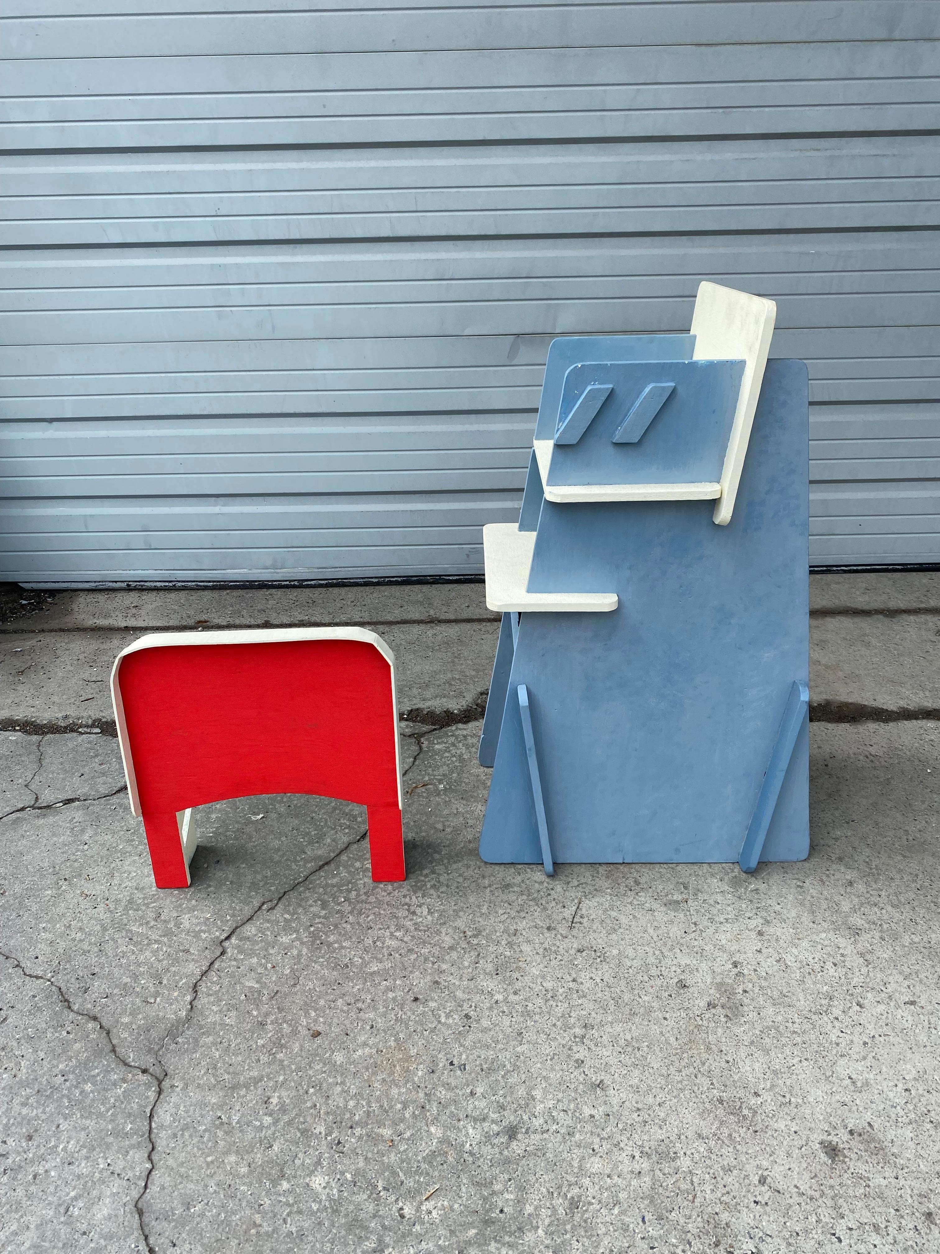 Unusual Constructivist Childs High Chair, , Hand Crafted, , Bench Made, In Good Condition For Sale In Buffalo, NY