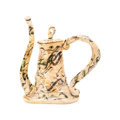 Unusual Contemporary Japanese Oribe Pottery Covered Jug