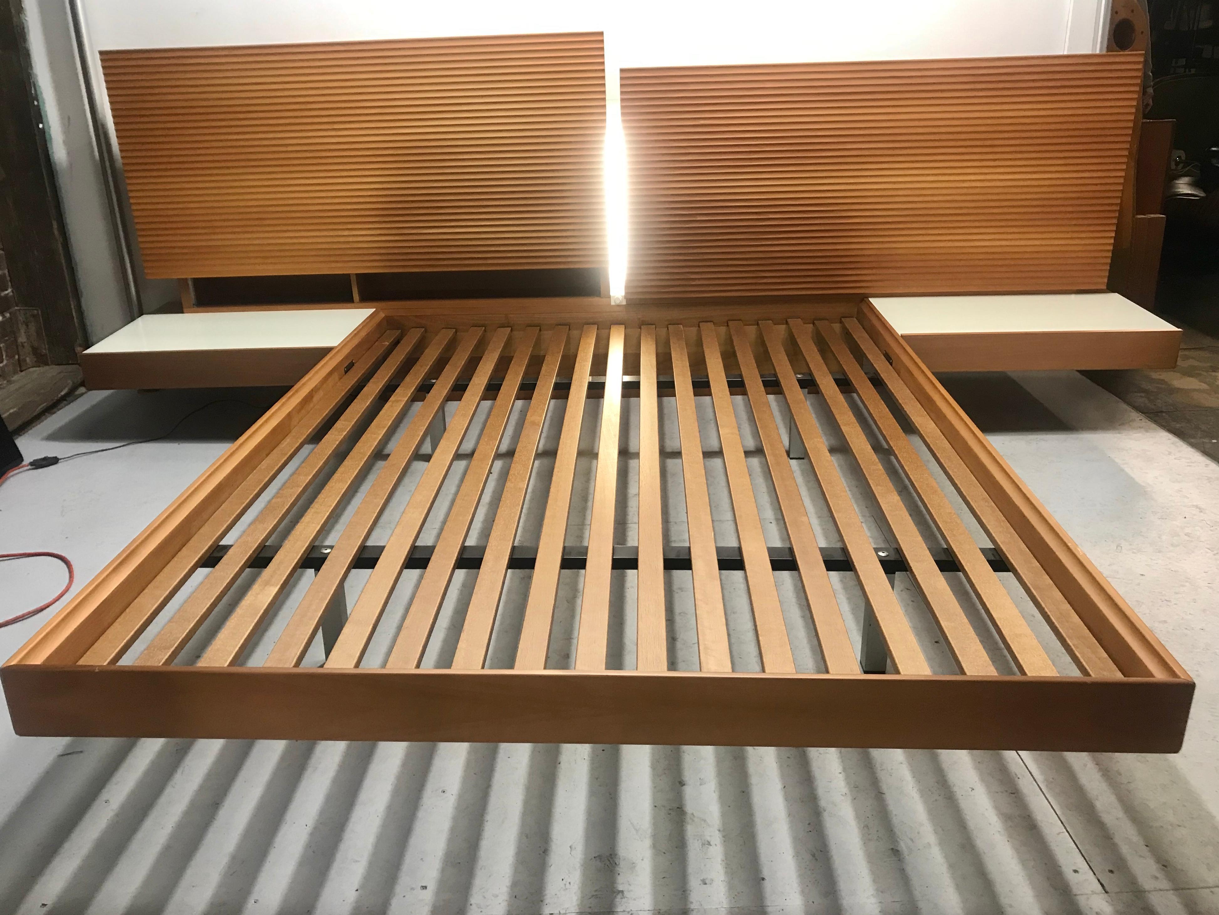 Unusual Contemporary Modernist Platform Bed, Motorized Bookcase, Reading Light 3