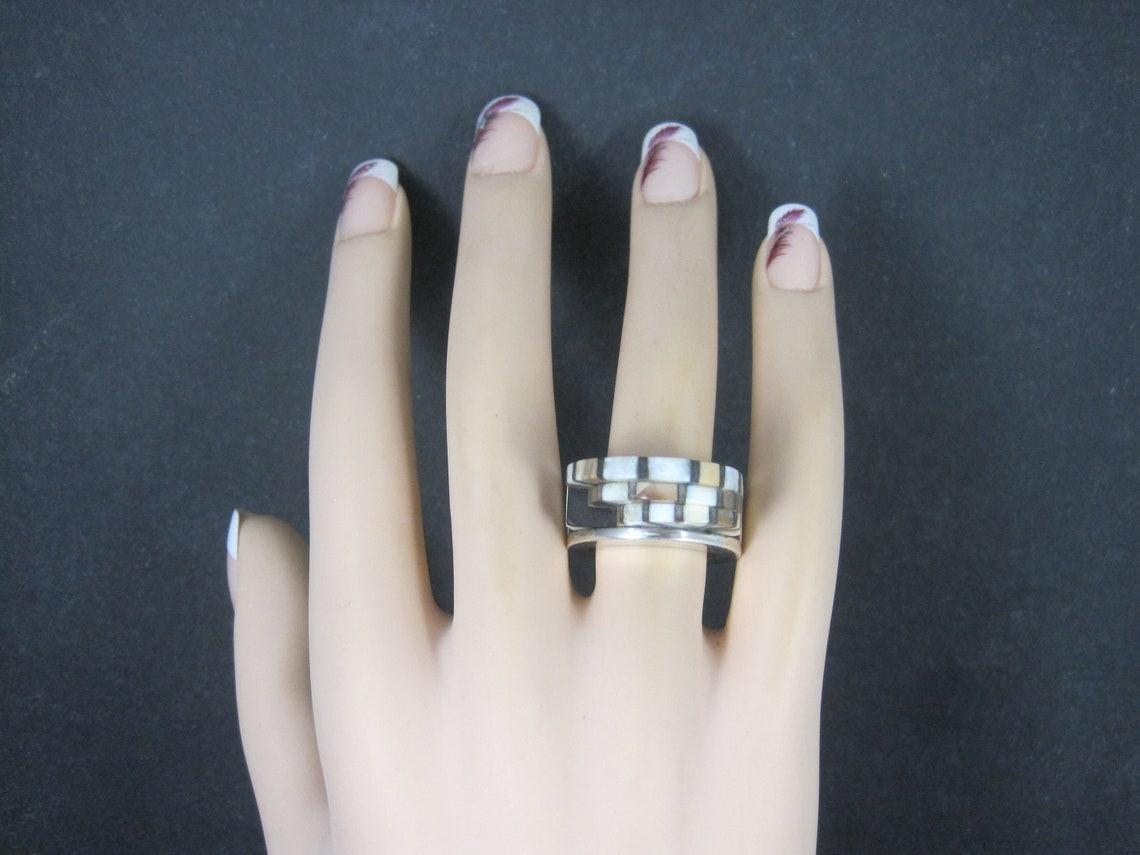 Unusual Contemporary Southwestern Sterling Inlay Ring In Good Condition For Sale In Webster, SD