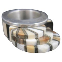 Unusual Contemporary Southwestern Sterling Inlay Ring