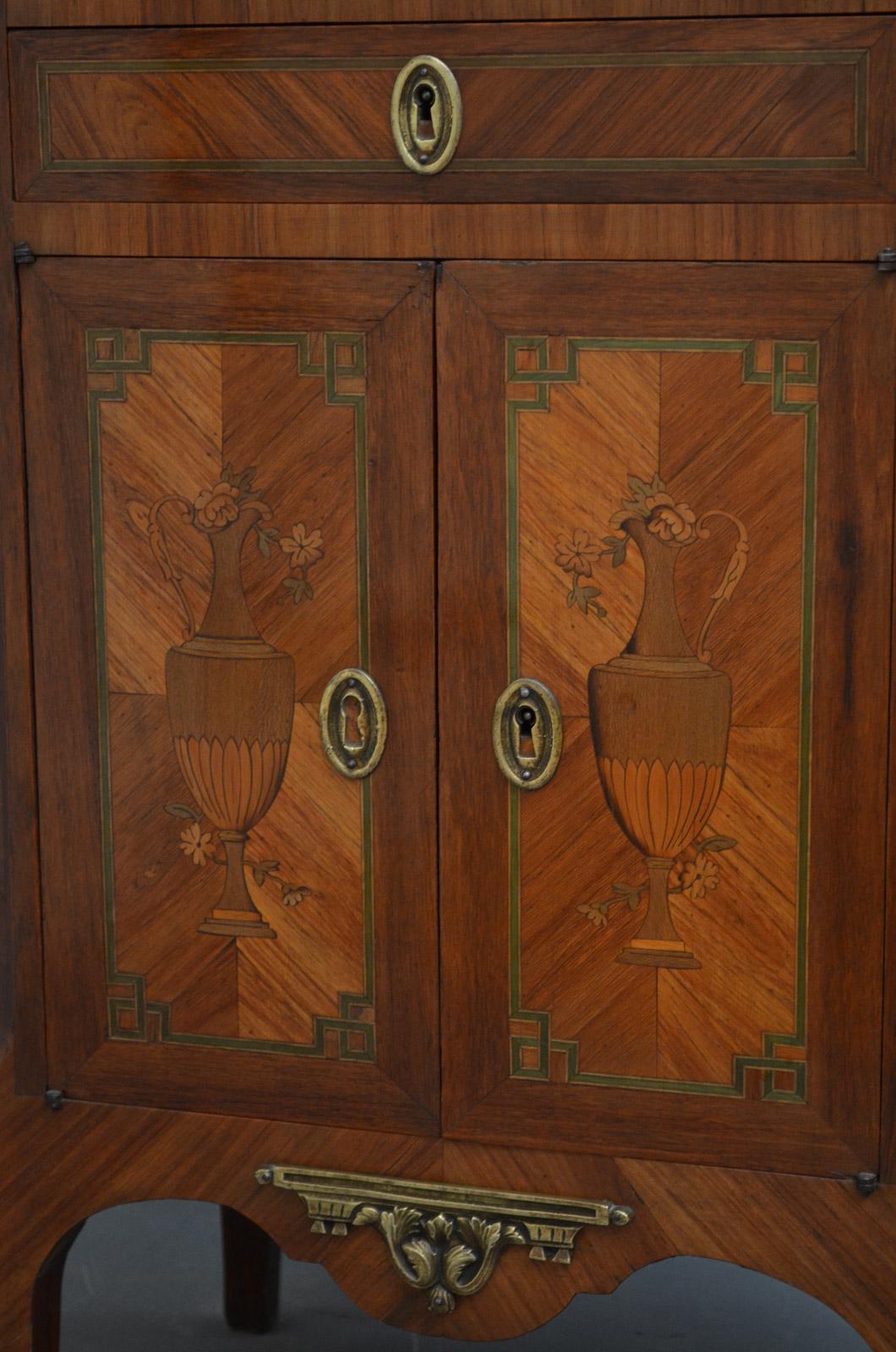 Tulipwood Unusual Continental Inlaid Cabinet