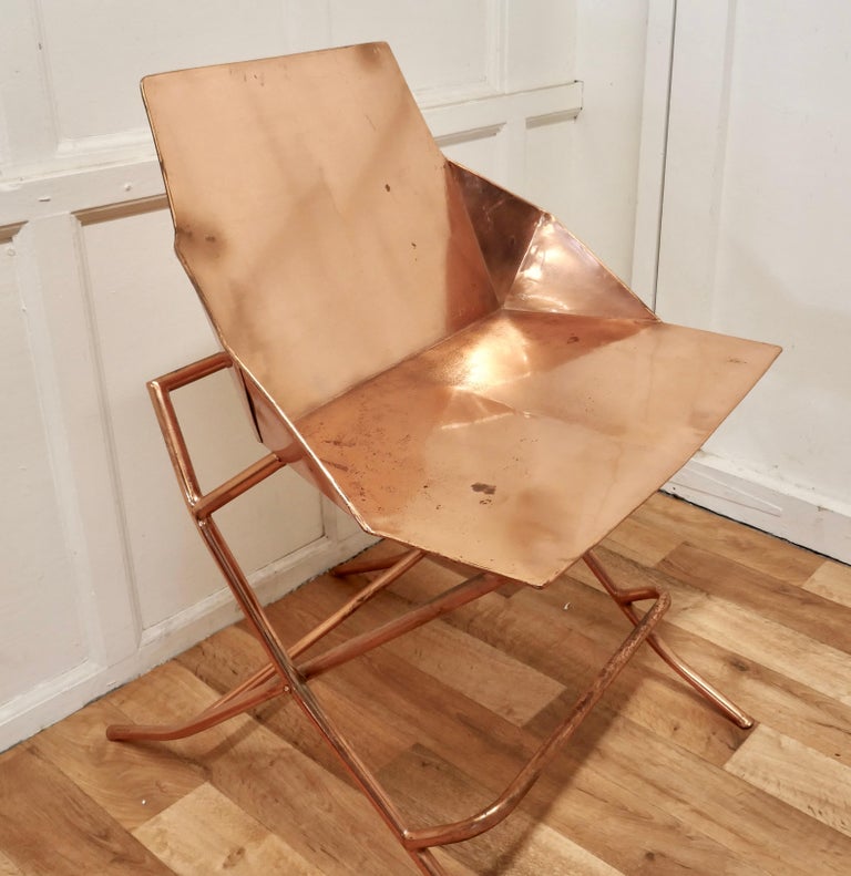 Industrial Unusual Copper Adjustable Designer Chair For Sale