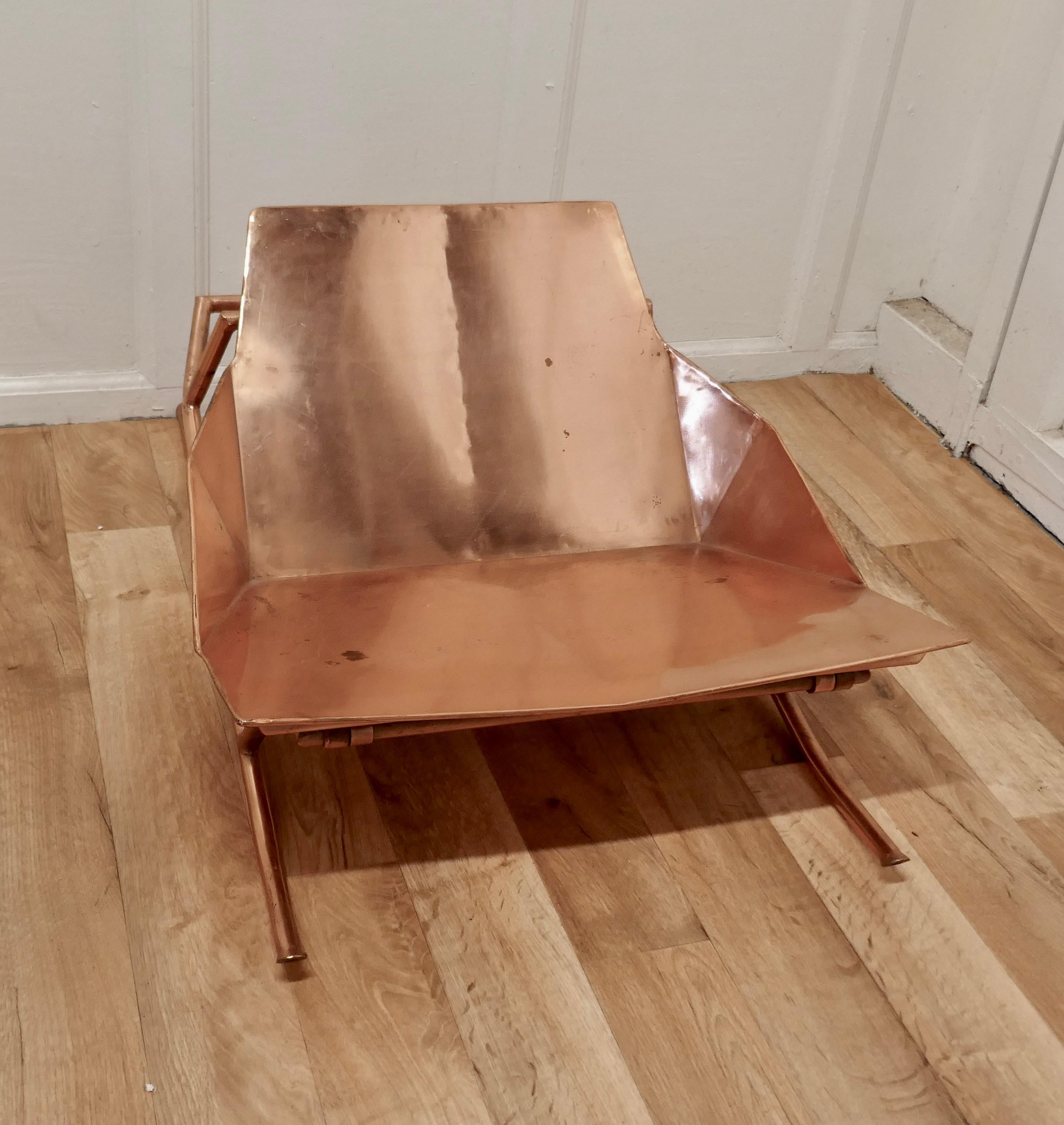 Industrial Unusual Copper Adjustable Designer Chair For Sale